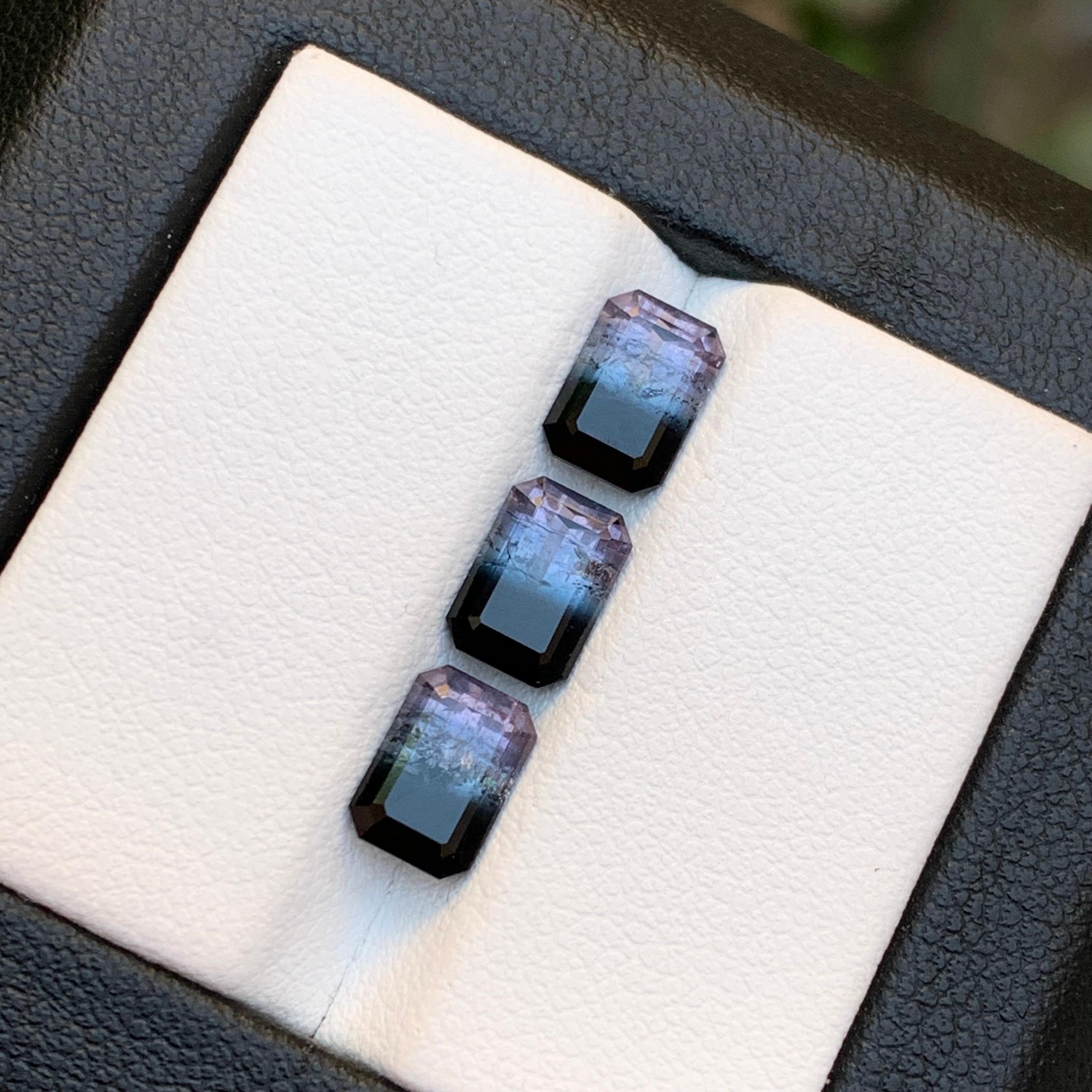 Rare Bicolor Natural Tourmaline Loose Gemstones Set 3.95 Ct for Jewelry Making For Sale 3