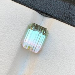 Rare Bicolor Natural Tourmaline Ring Loose Gemstones 3.70 Ct Emerald Cut-Jewelry