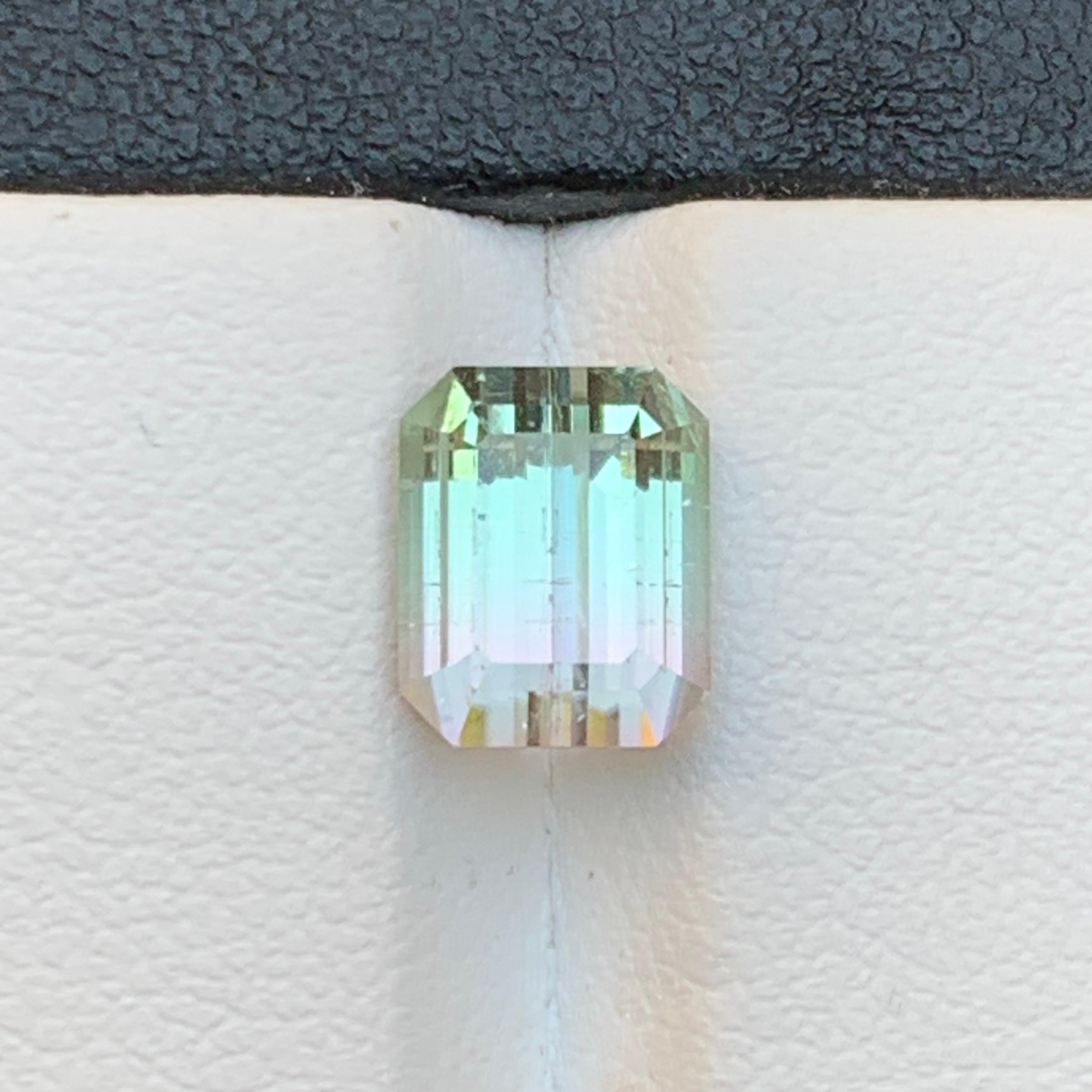 Contemporary Rare Bicolor Natural Tourmaline Ring Loose Gemstones 3.70 Ct Emerald Cut-Jewelry For Sale