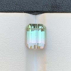 Rare Bicolor Natural Tourmaline Ring Loose Gemstones 3.70 Ct Emerald Cut-Jewelry