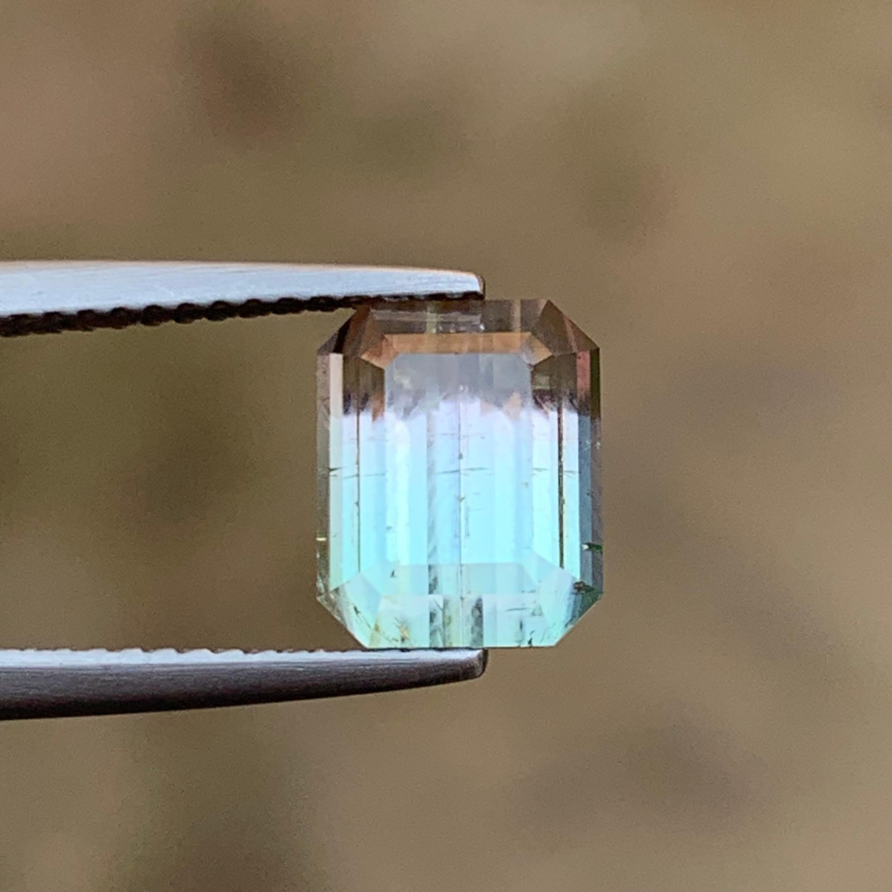 Rare Bicolor Natural Tourmaline Ring Loose Gemstones 3.70 Ct Emerald Cut-Jewelry For Sale 1