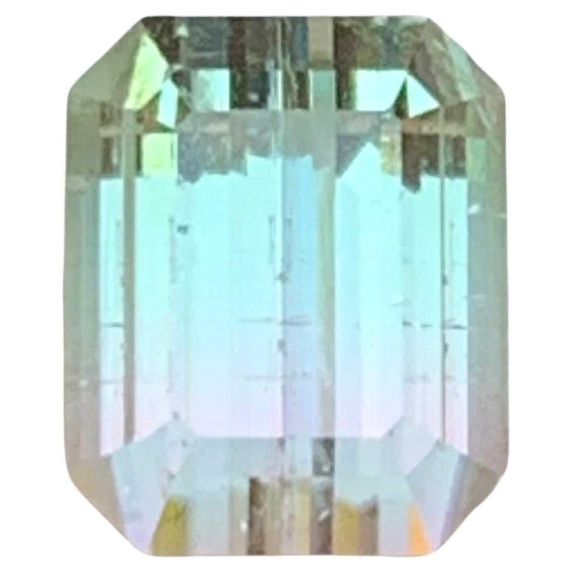 Rare Bicolor Natural Tourmaline Ring Loose Gemstones 3.70 Ct Emerald Cut-Jewelry