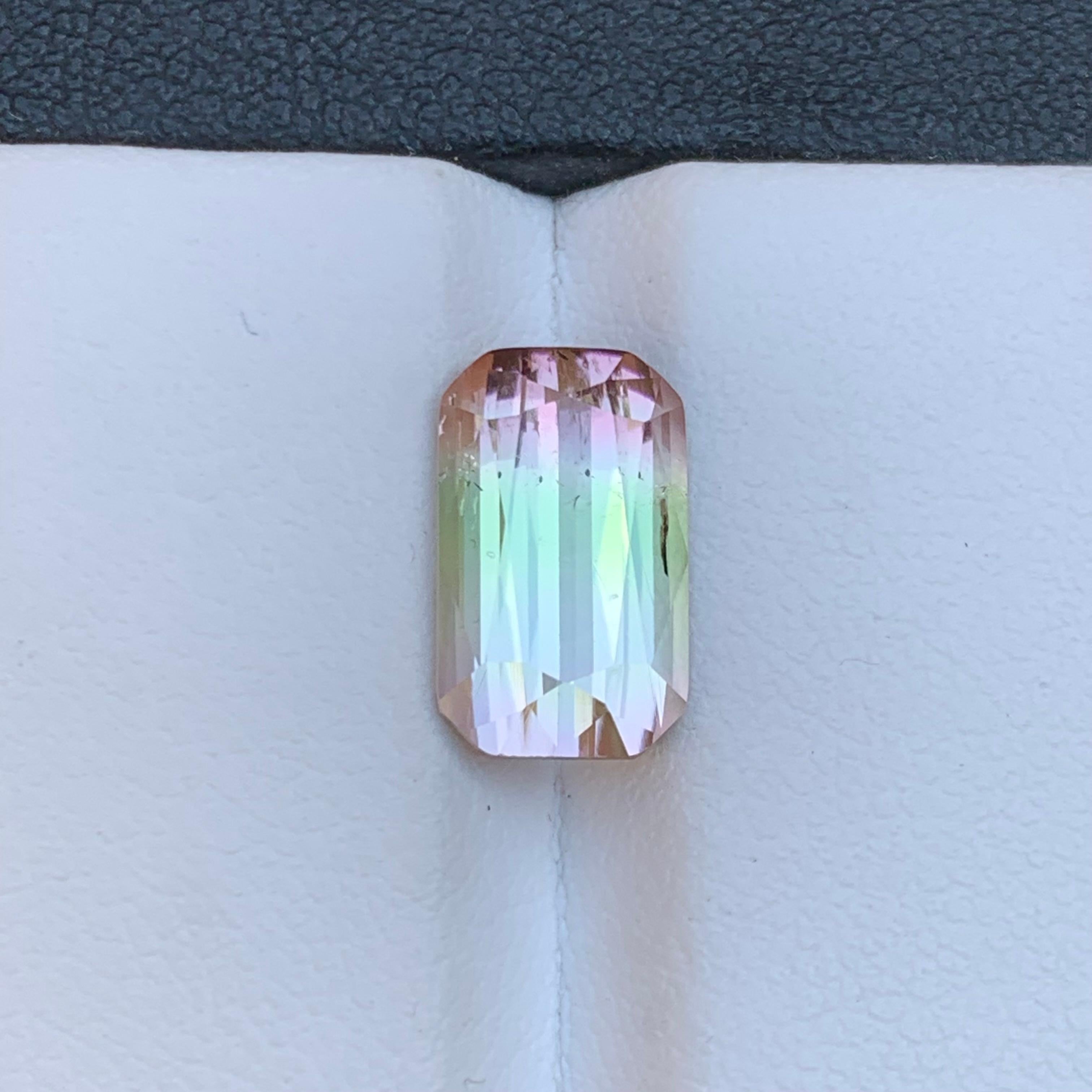 Bague pendentif rare en tourmaline naturelle bicolore taille coussin, pierre précieuse non sertie de 4,45 carats en vente 7
