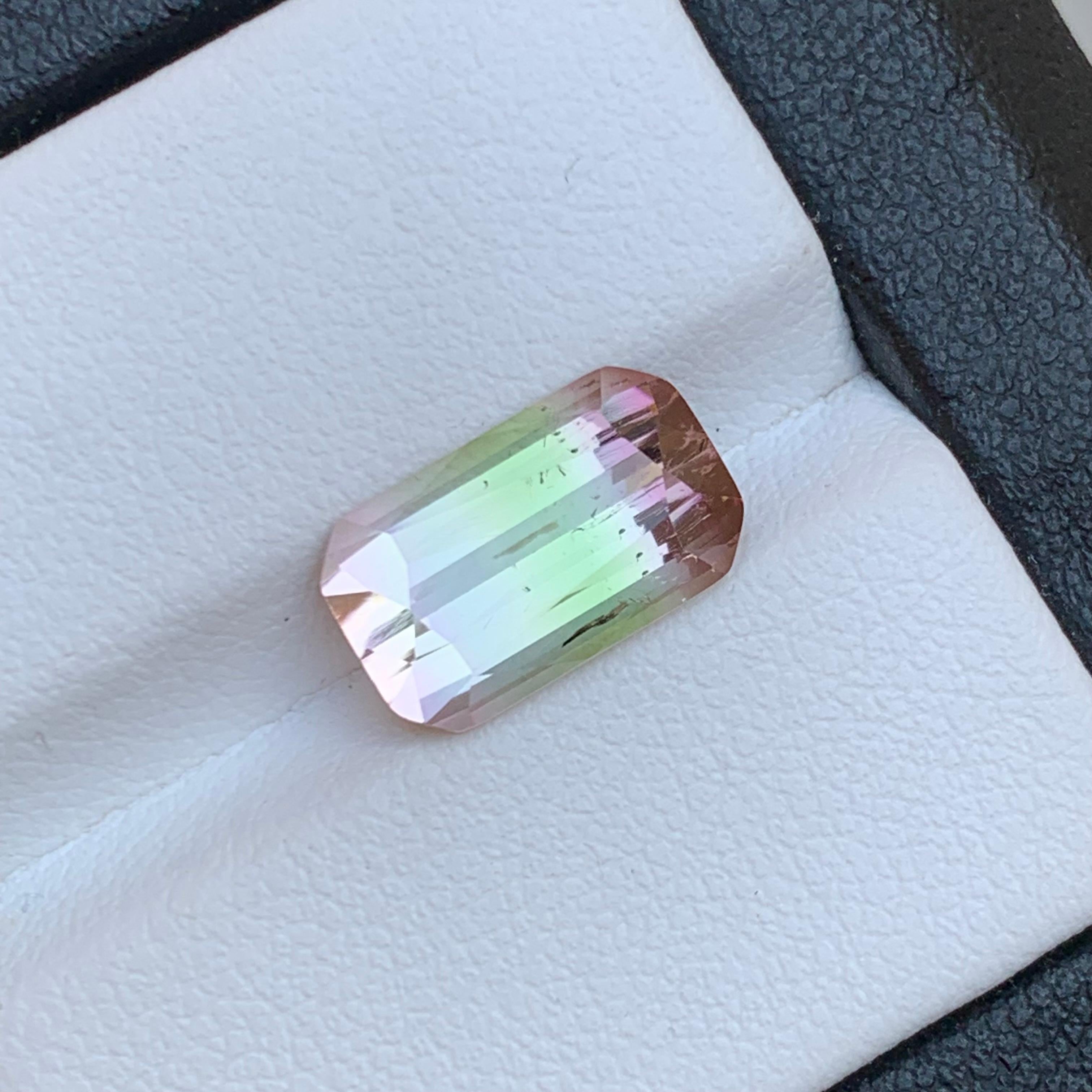 Bague pendentif rare en tourmaline naturelle bicolore taille coussin, pierre précieuse non sertie de 4,45 carats Unisexe en vente