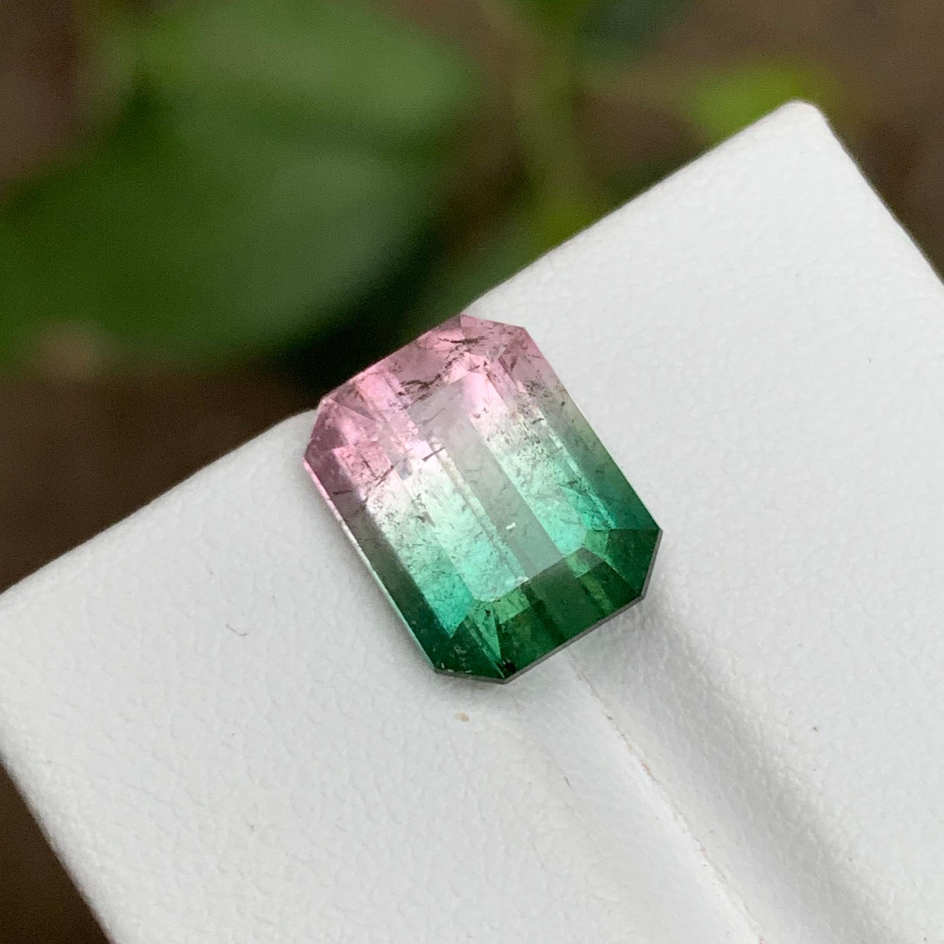 Rare Bicolor Watermelon Bluish Green & Pink Tourmaline Gemstone 5.90 Ct for Ring For Sale 4