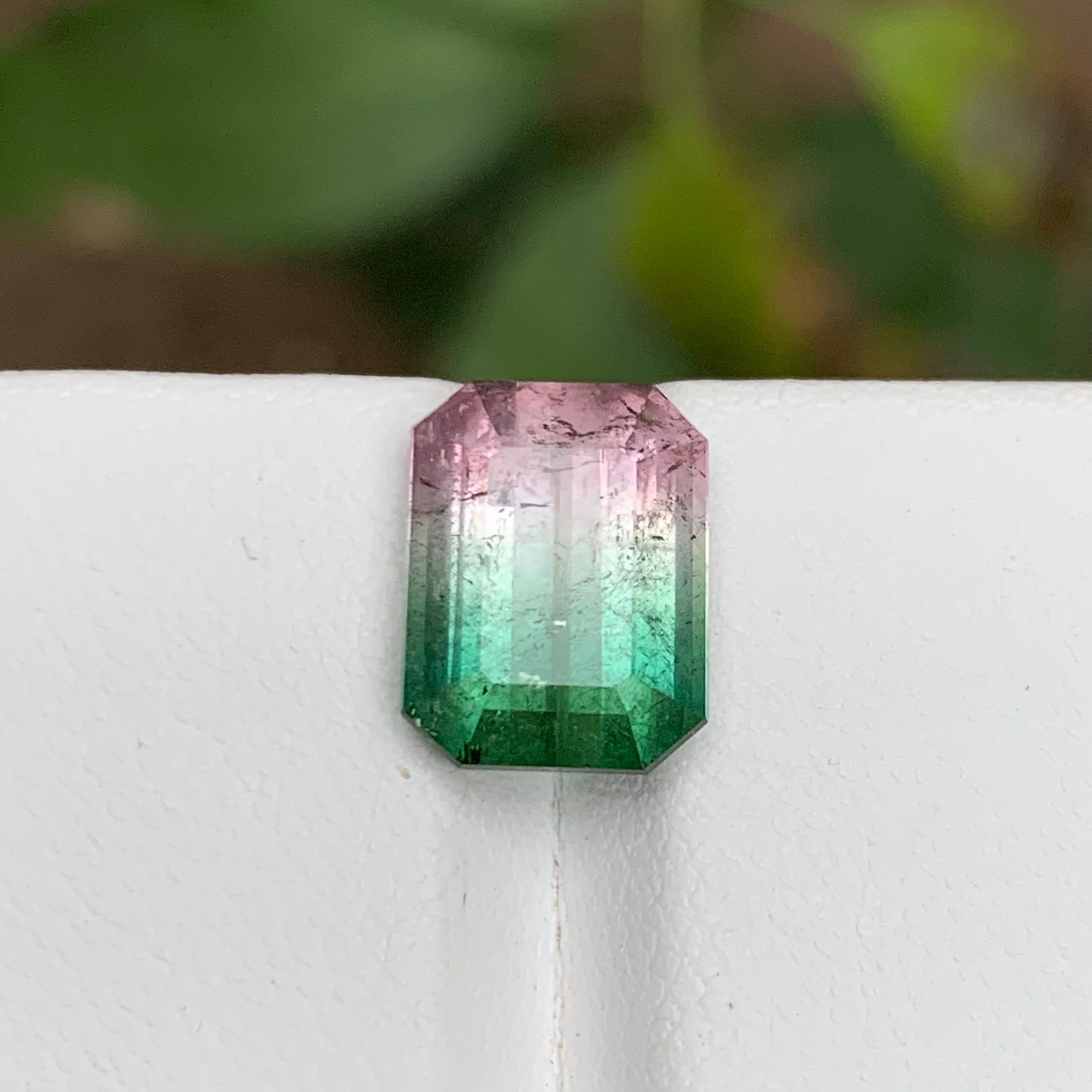 Rare Bicolor Watermelon Bluish Green & Pink Tourmaline Gemstone 5.90 Ct for Ring For Sale 5