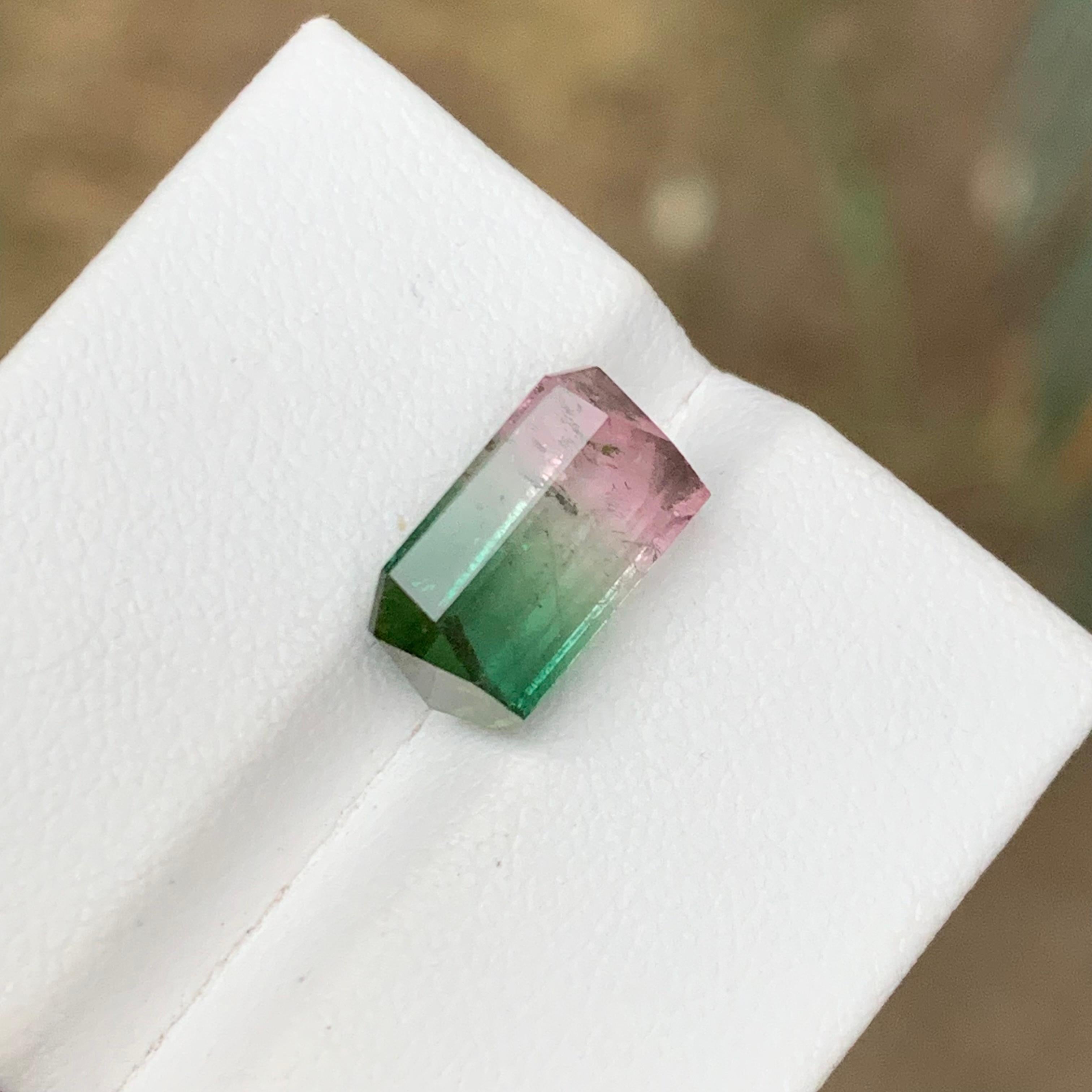 Women's or Men's Rare Bicolor Watermelon Bluish Green & Pink Tourmaline Gemstone 5.90 Ct for Ring For Sale