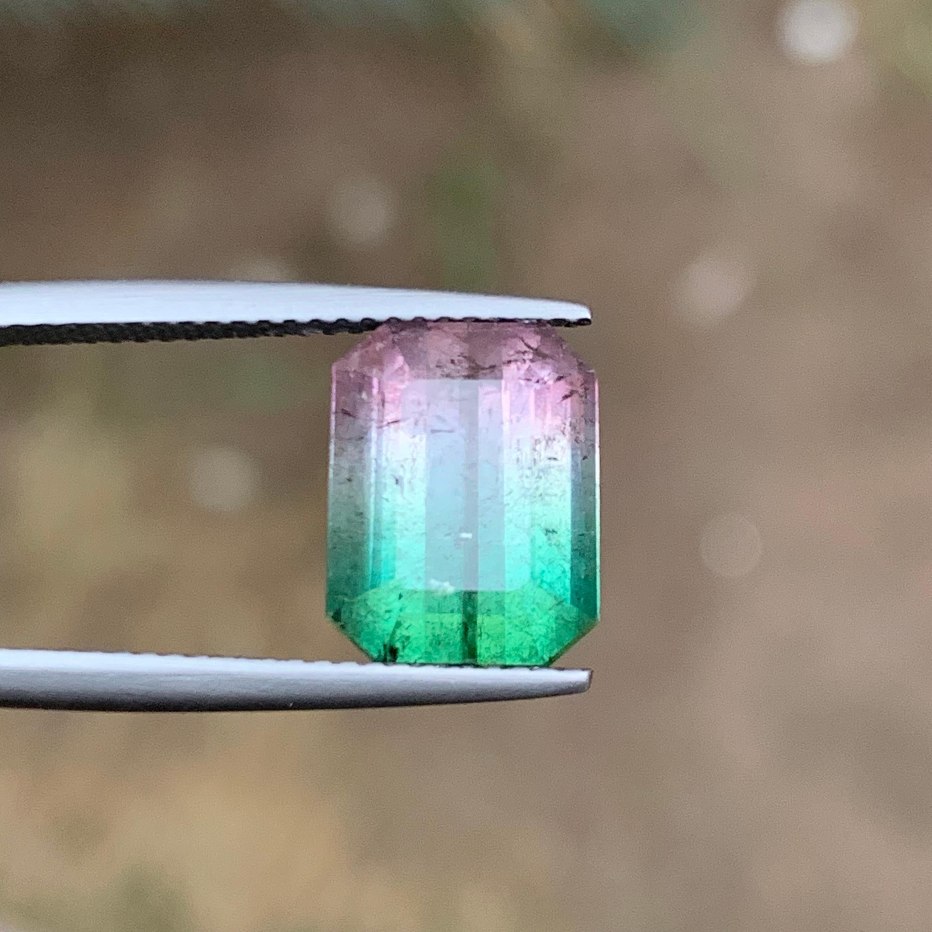 Rare Bicolor Watermelon Bluish Green & Pink Tourmaline Gemstone 5.90 Ct for Ring For Sale 1