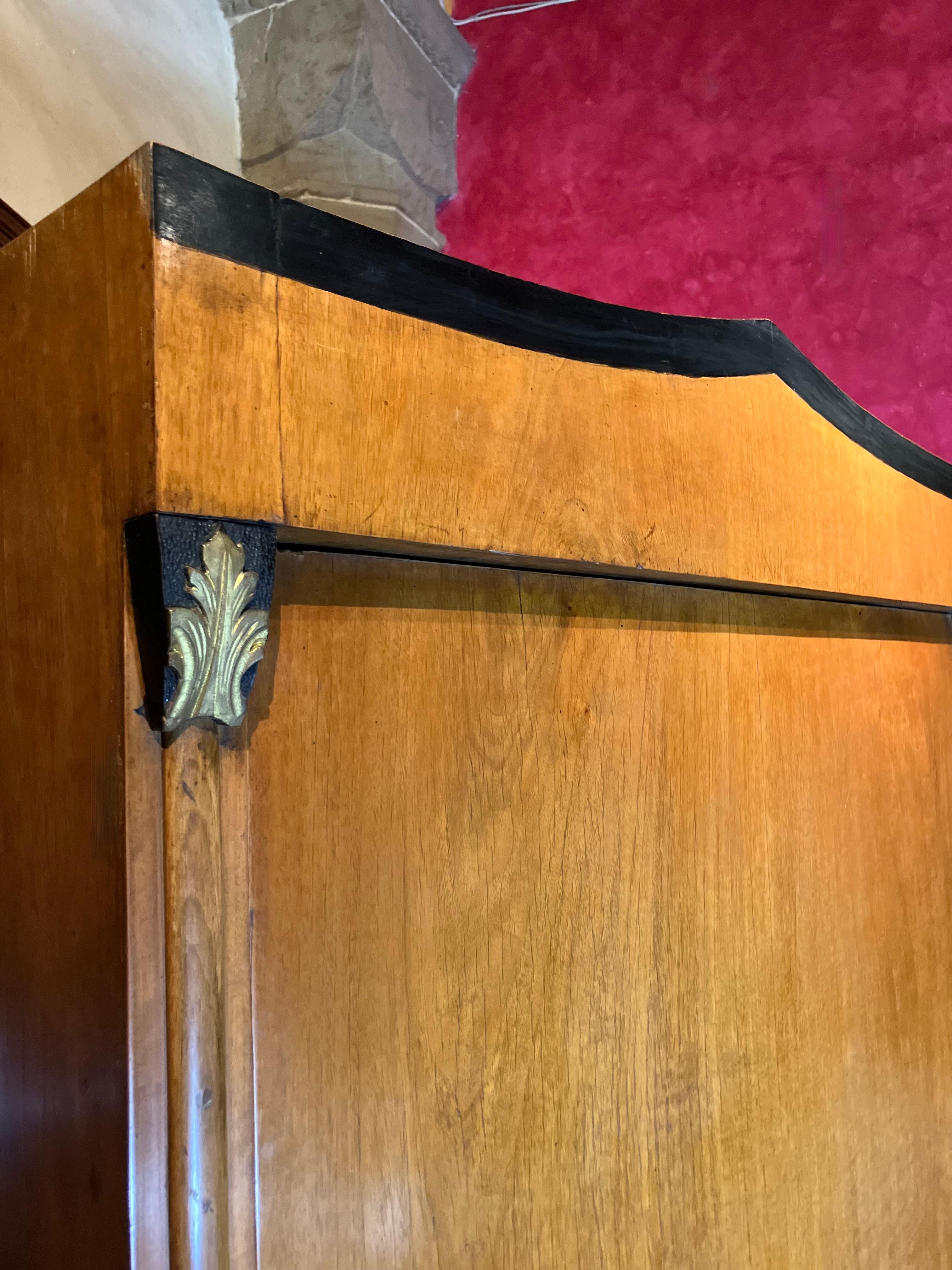 Seltener Biedermeier-Schrank mit aufwändigen Schnitzereien und einzigartiger Urnenform (Geschwärzt) im Angebot