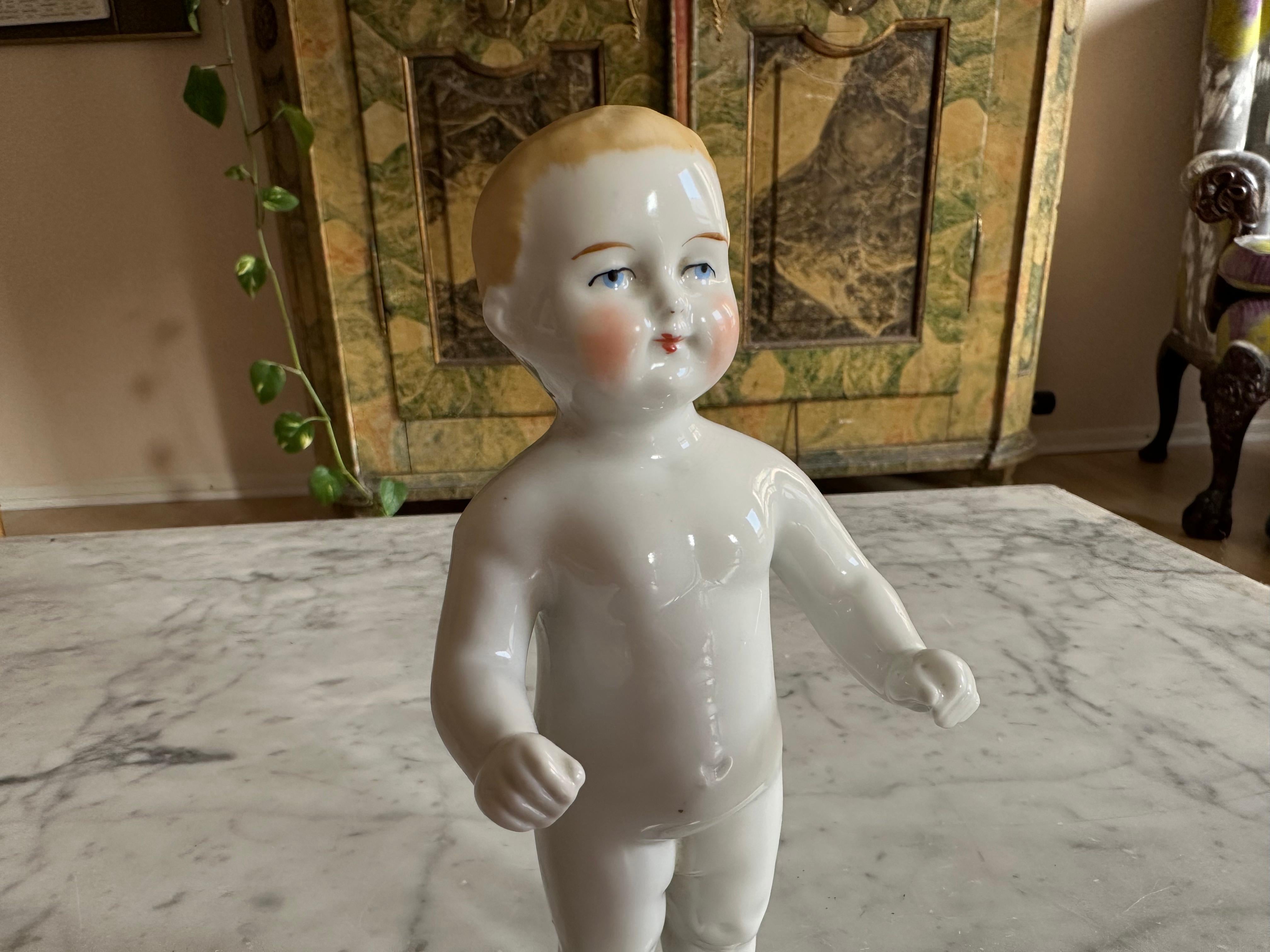 Hand-Painted Rare Biedermeier Bathing Doll, Porcelain, c. 1820, Germany For Sale