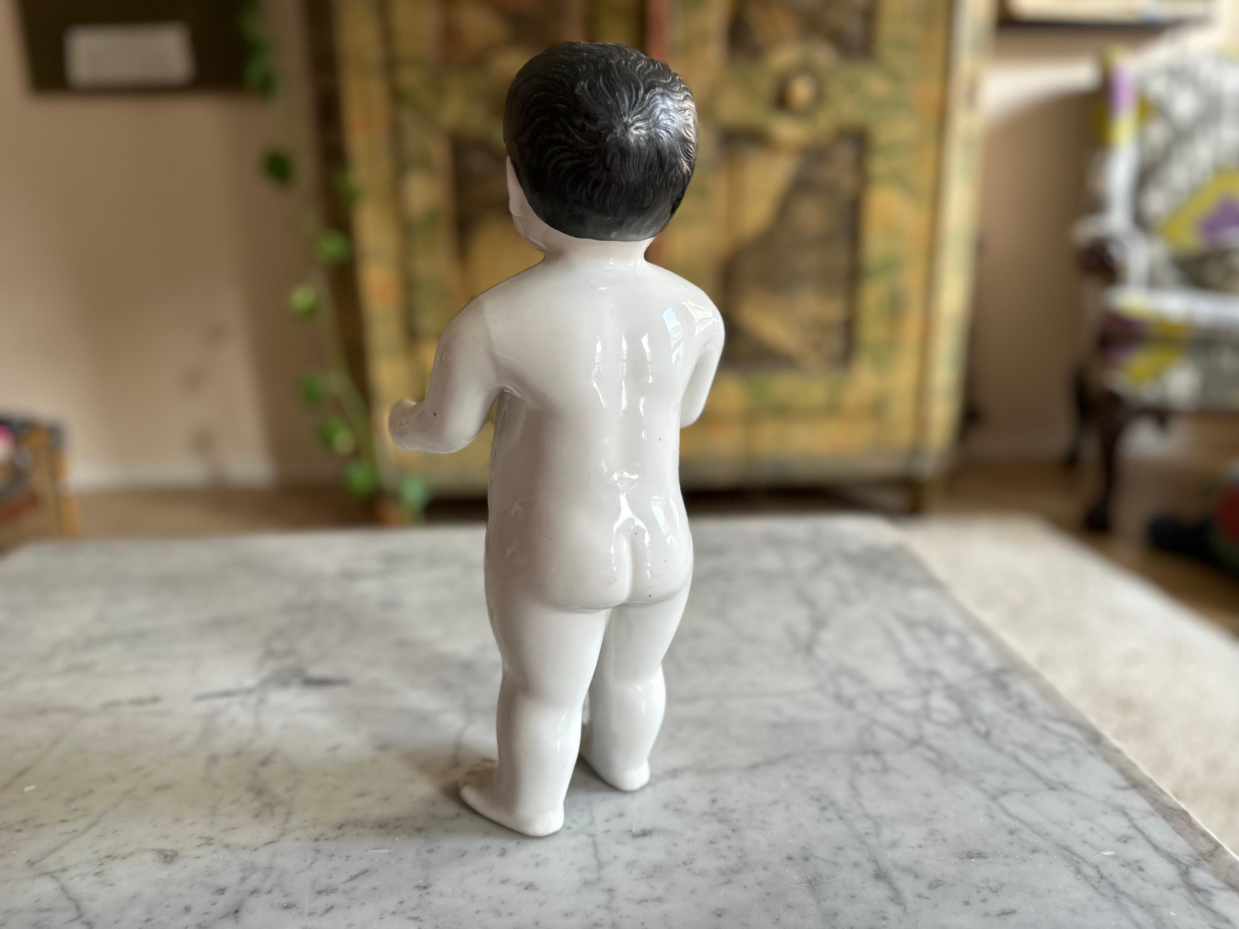 Hand-Painted Rare Biedermeier Bathing Doll, Porcelain, c. 1820, Germany For Sale