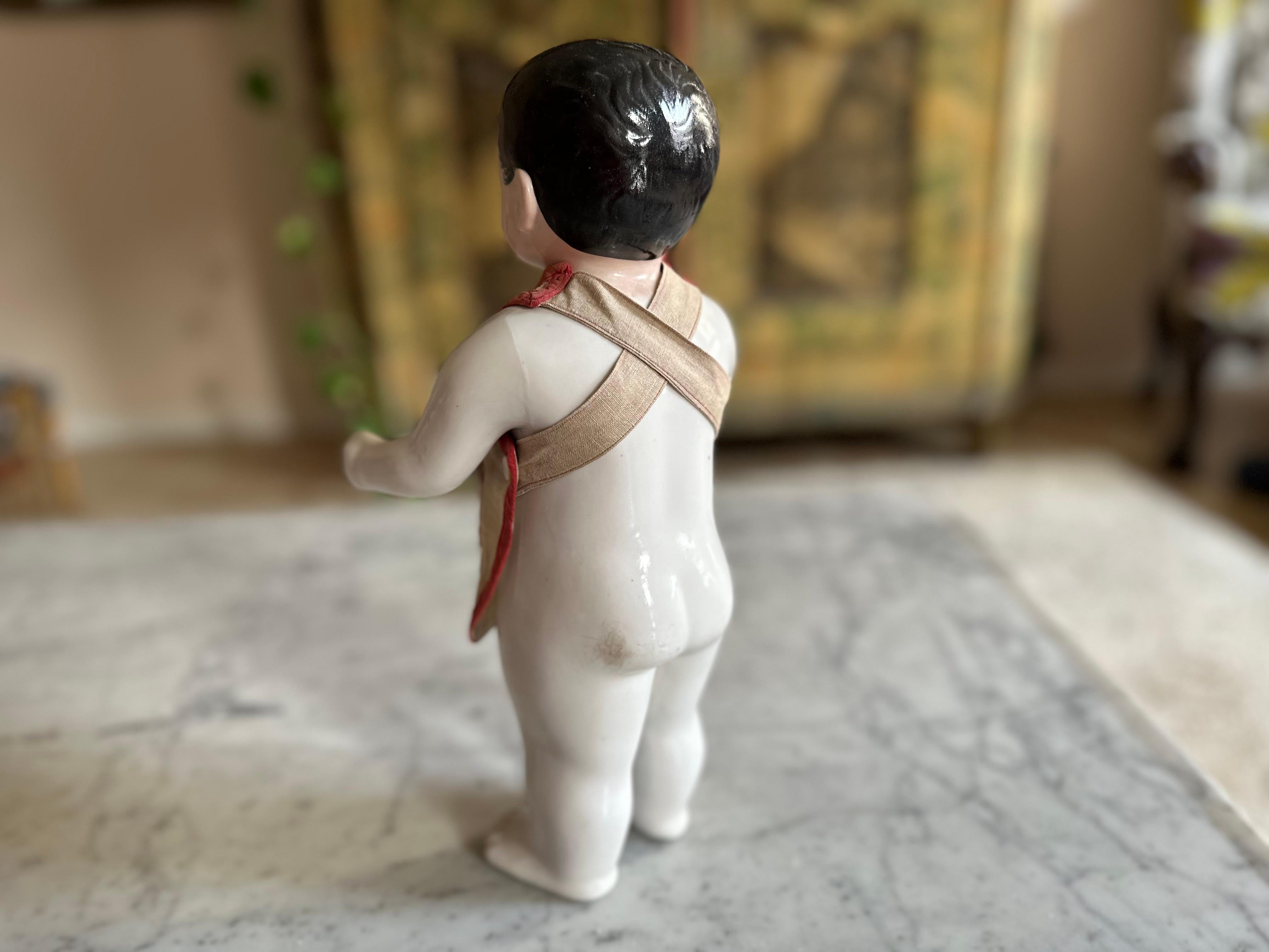Hand-Painted Rare Biedermeier Bathing Doll, Porcelain, c. 1820, Germany For Sale