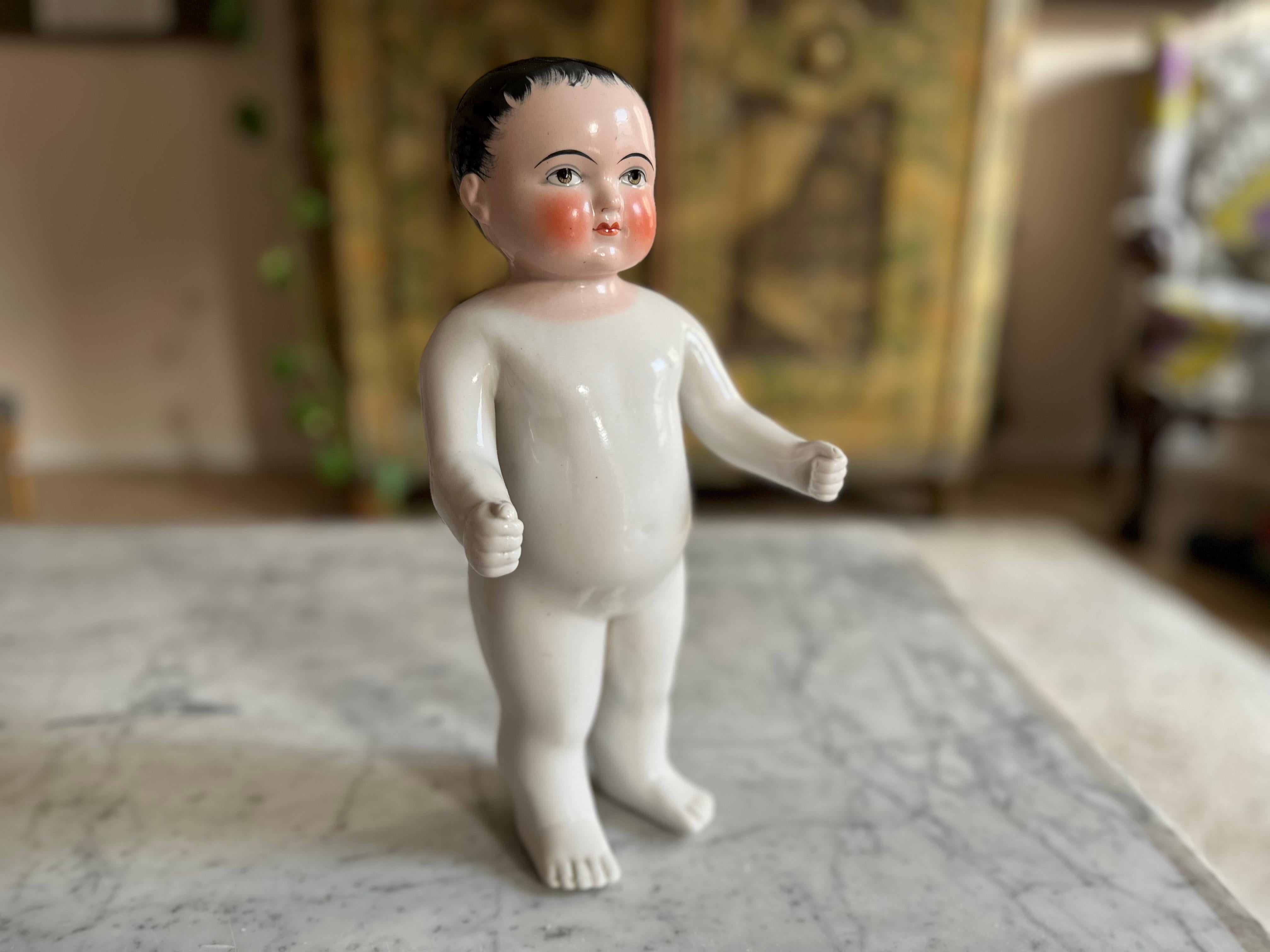 Early 19th Century Rare Biedermeier Bathing Doll, Porcelain, c. 1820, Germany For Sale