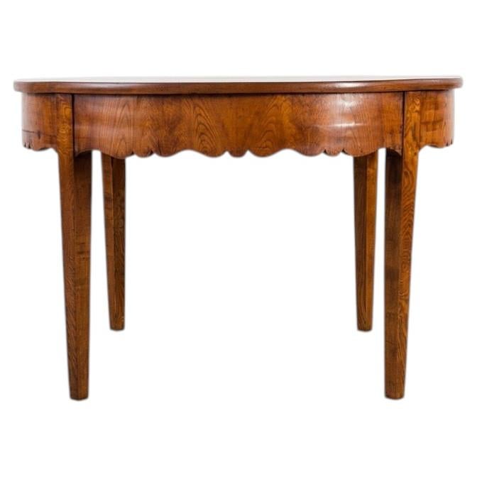 Rare Biedermeier Elm Dining Table, Central Europe, Early 19th Century