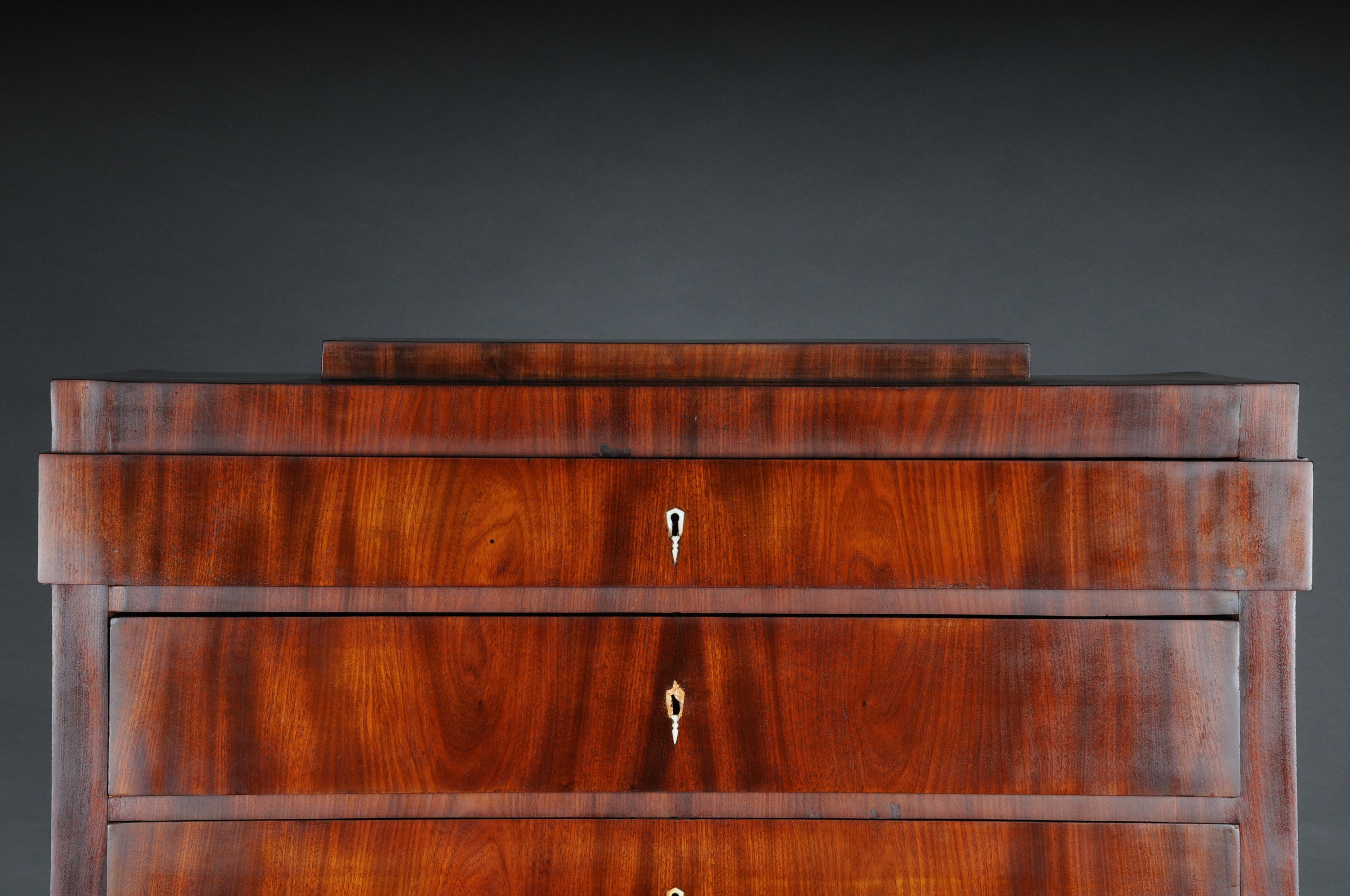 Rare Biedermeier High Chest of Drawers / Chiffoniere, Mahogany, circa 1830 1