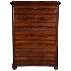 Antique Rare Biedermeier High Chest of Drawers / Chiffoniere, Mahogany, circa 1850