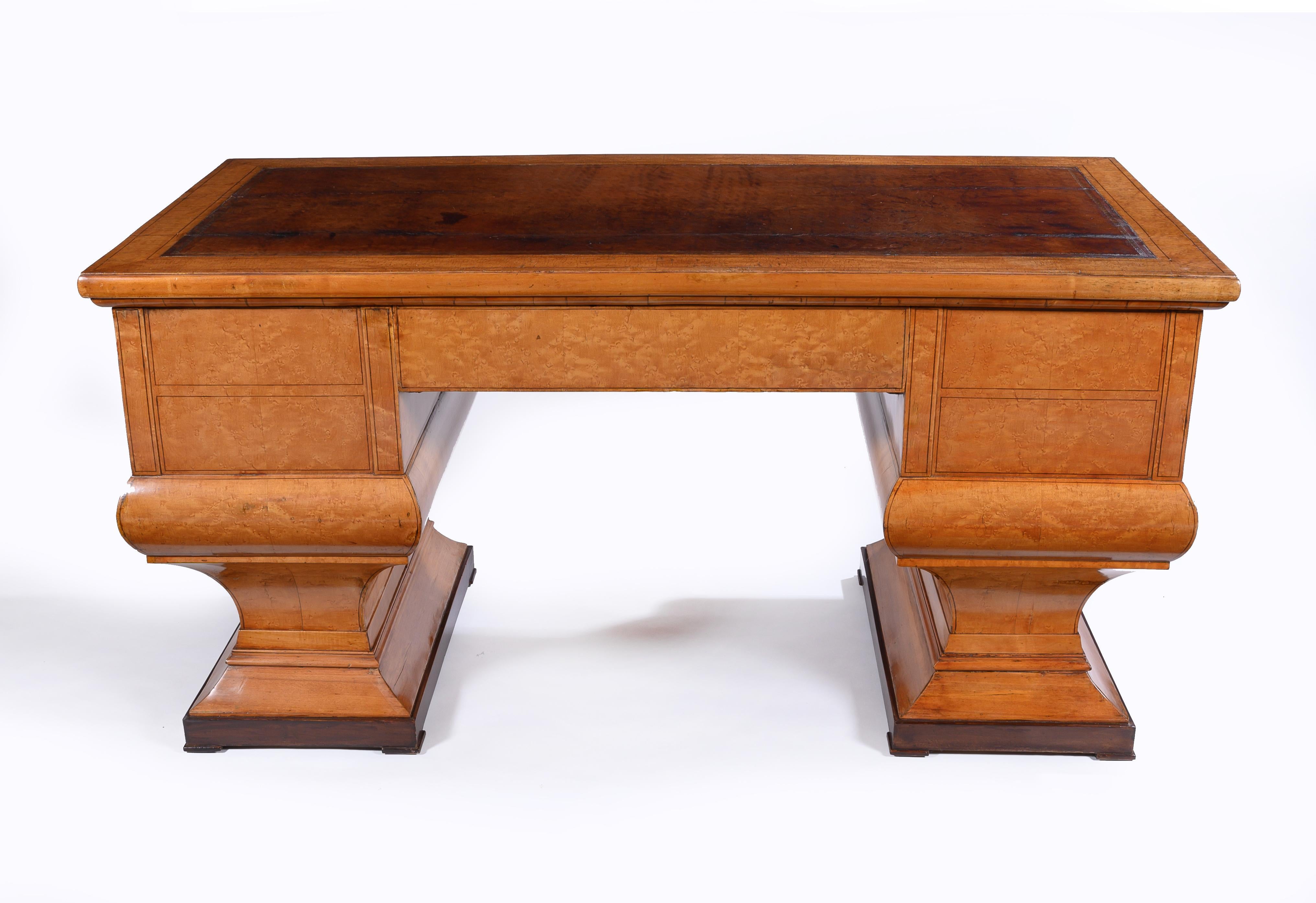 Rare Biedermeier Maple Wood Desk of Unusual Neoclassical Form, Vienna 2