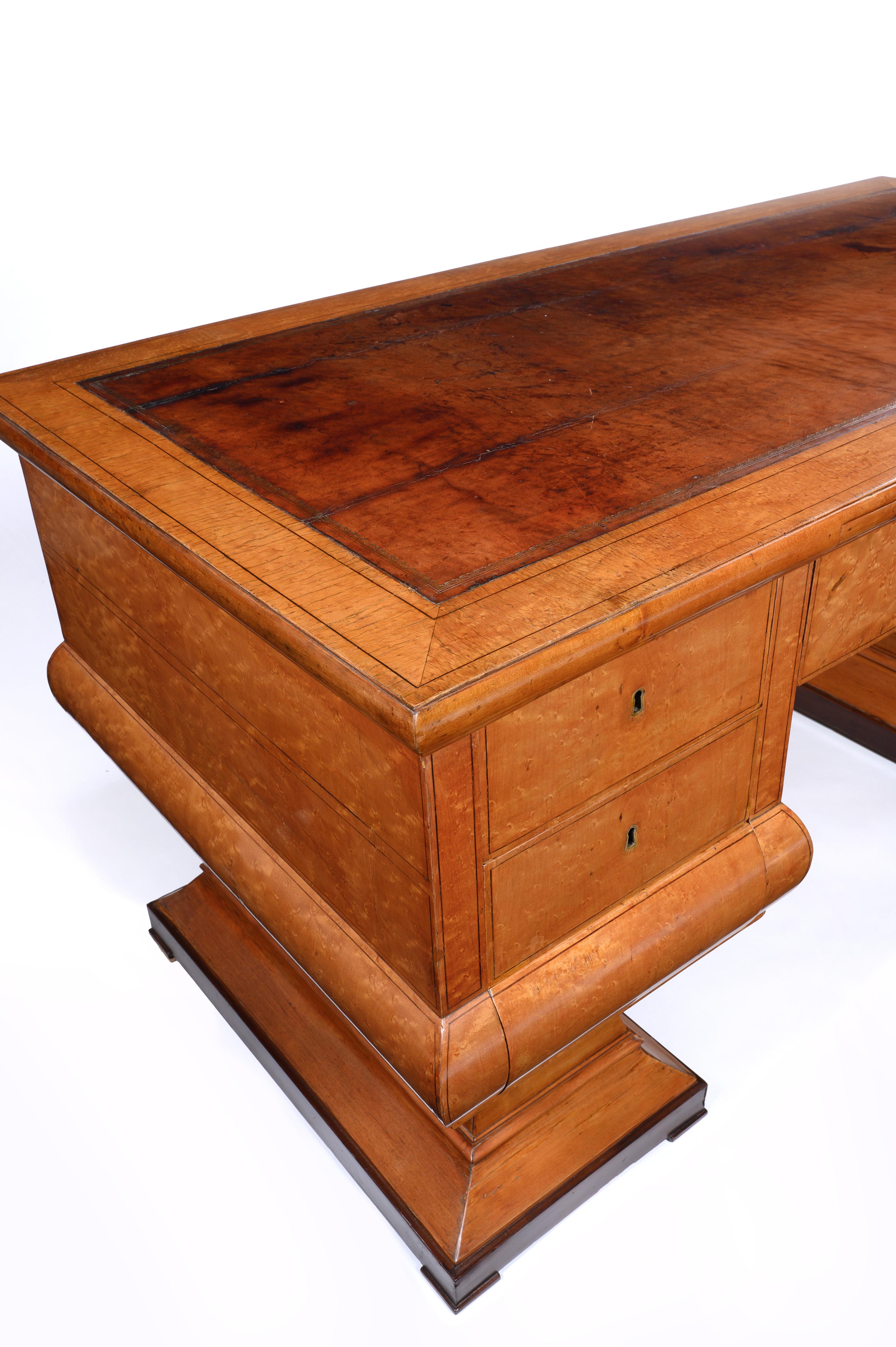 Austrian Rare Biedermeier Maple Wood Desk of Unusual Neoclassical Form, Vienna