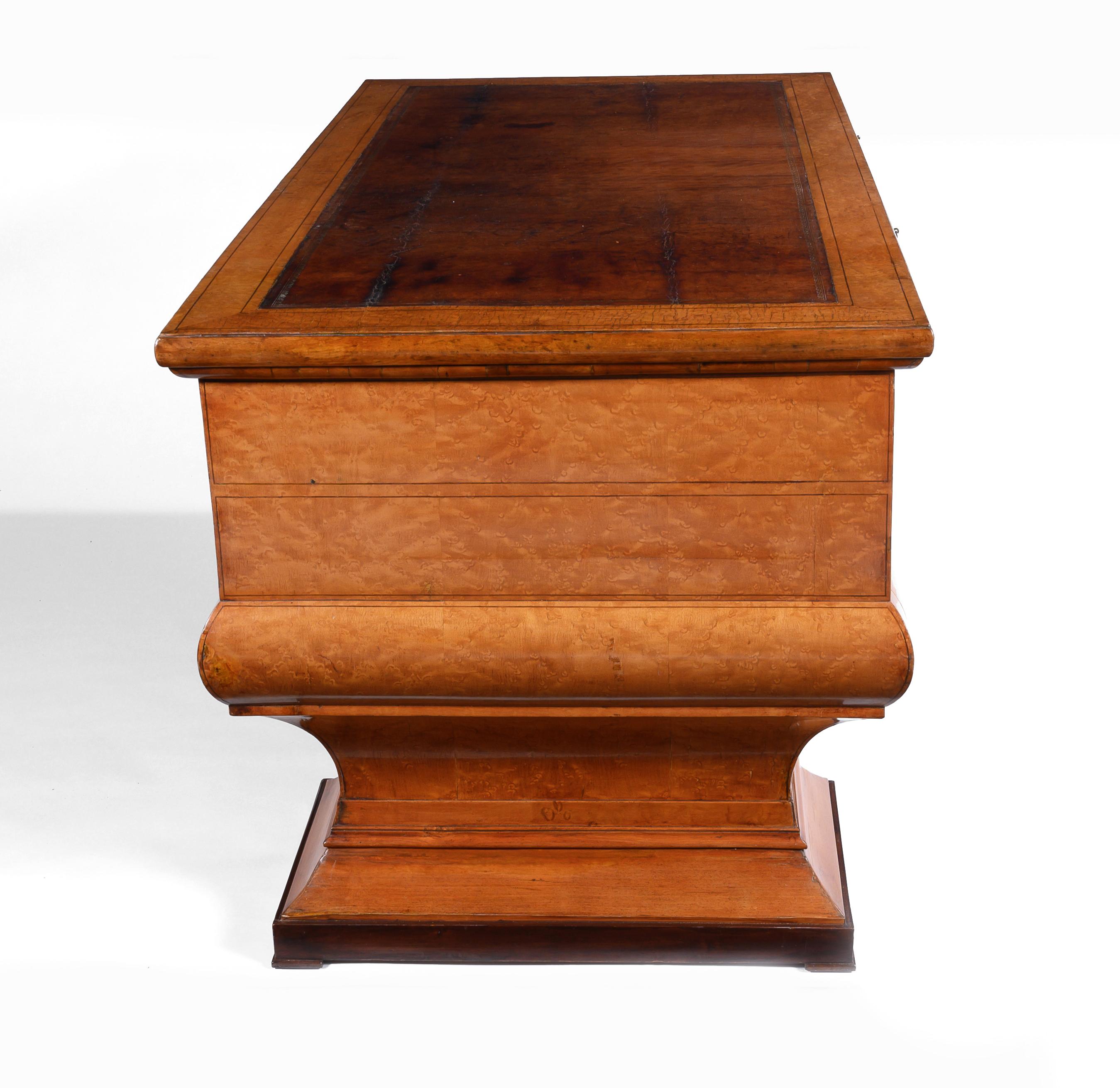 Rare Biedermeier Maple Wood Desk of Unusual Neoclassical Form, Vienna 1