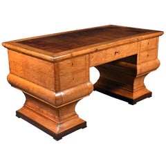 Antique Rare Biedermeier Maple Wood Desk of Unusual Neoclassical Form, Vienna