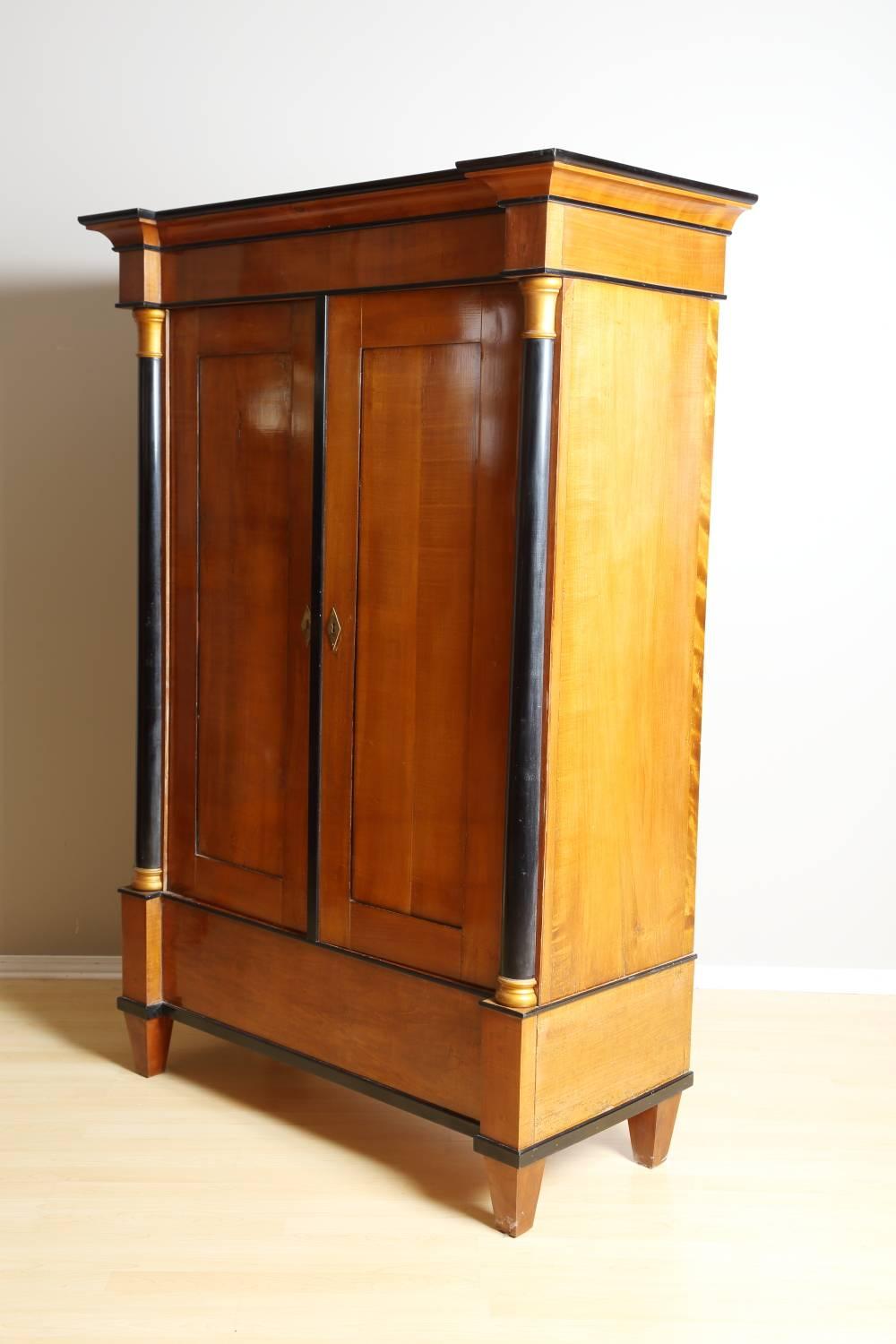 Rare Biedermeier Pearwood Wardrobe, circa 1820 For Sale 4