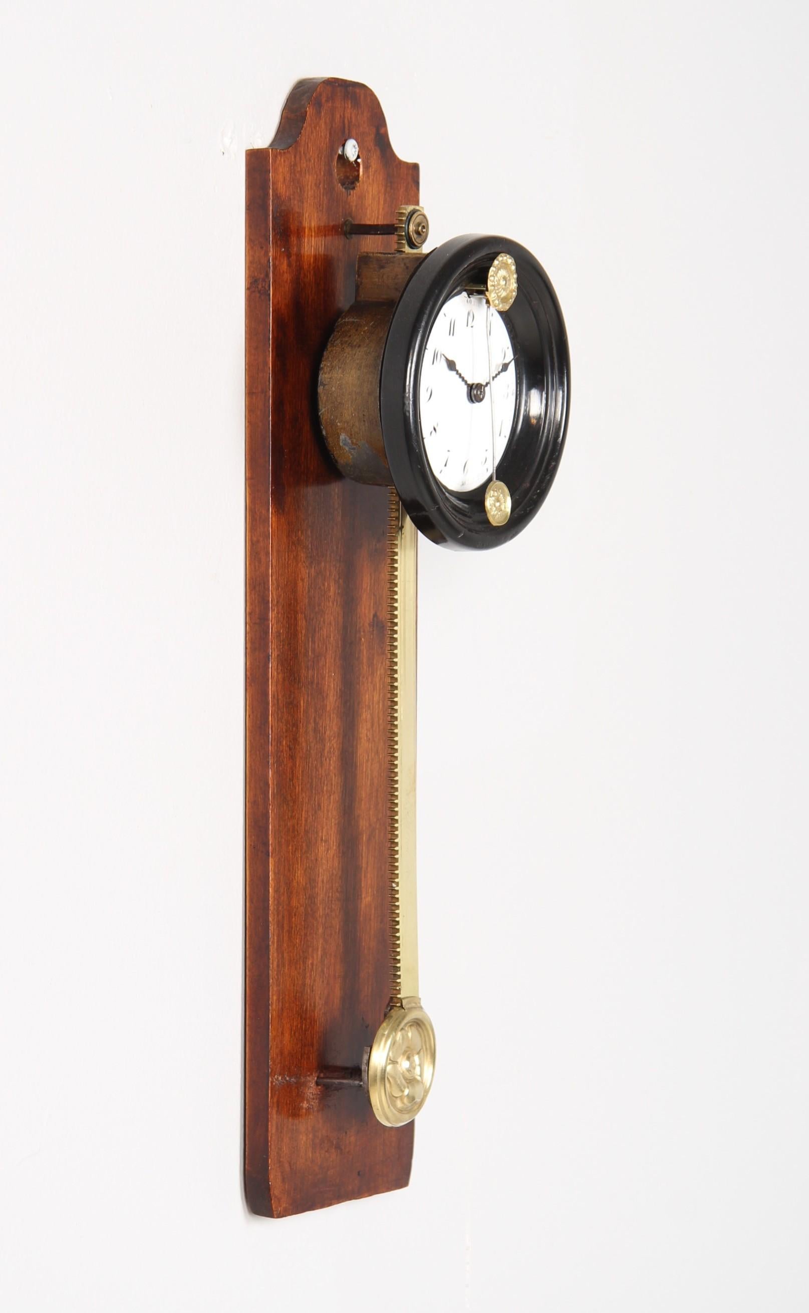 Brass Rare Biedermeier Saw Wall Clock, Denmark, dated 1829 For Sale