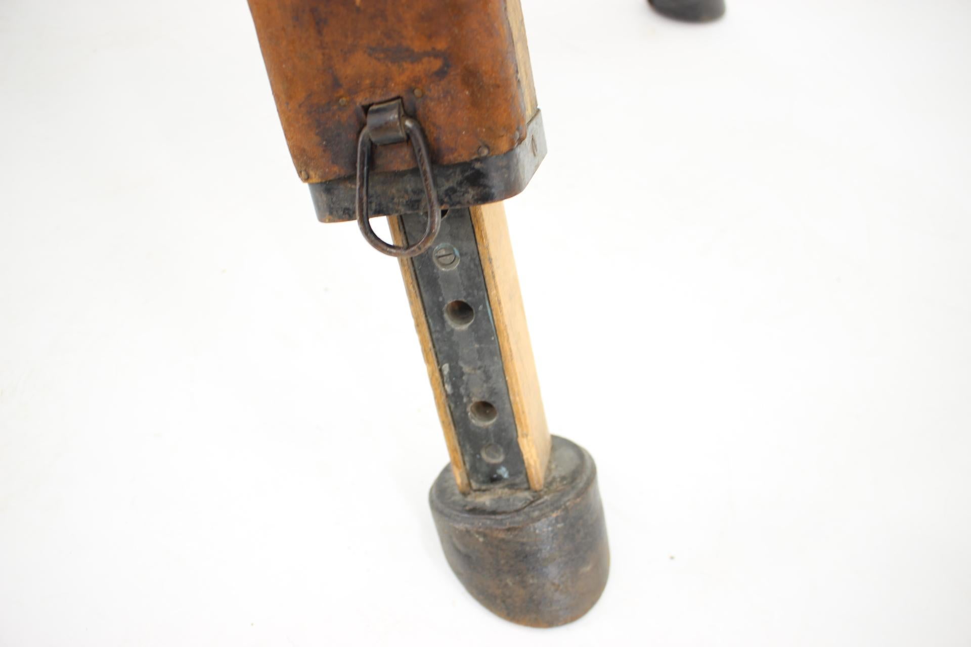 Rare Big Adjustable Gymnastic Leather Pommel Horse, 1950s In Good Condition For Sale In Praha, CZ