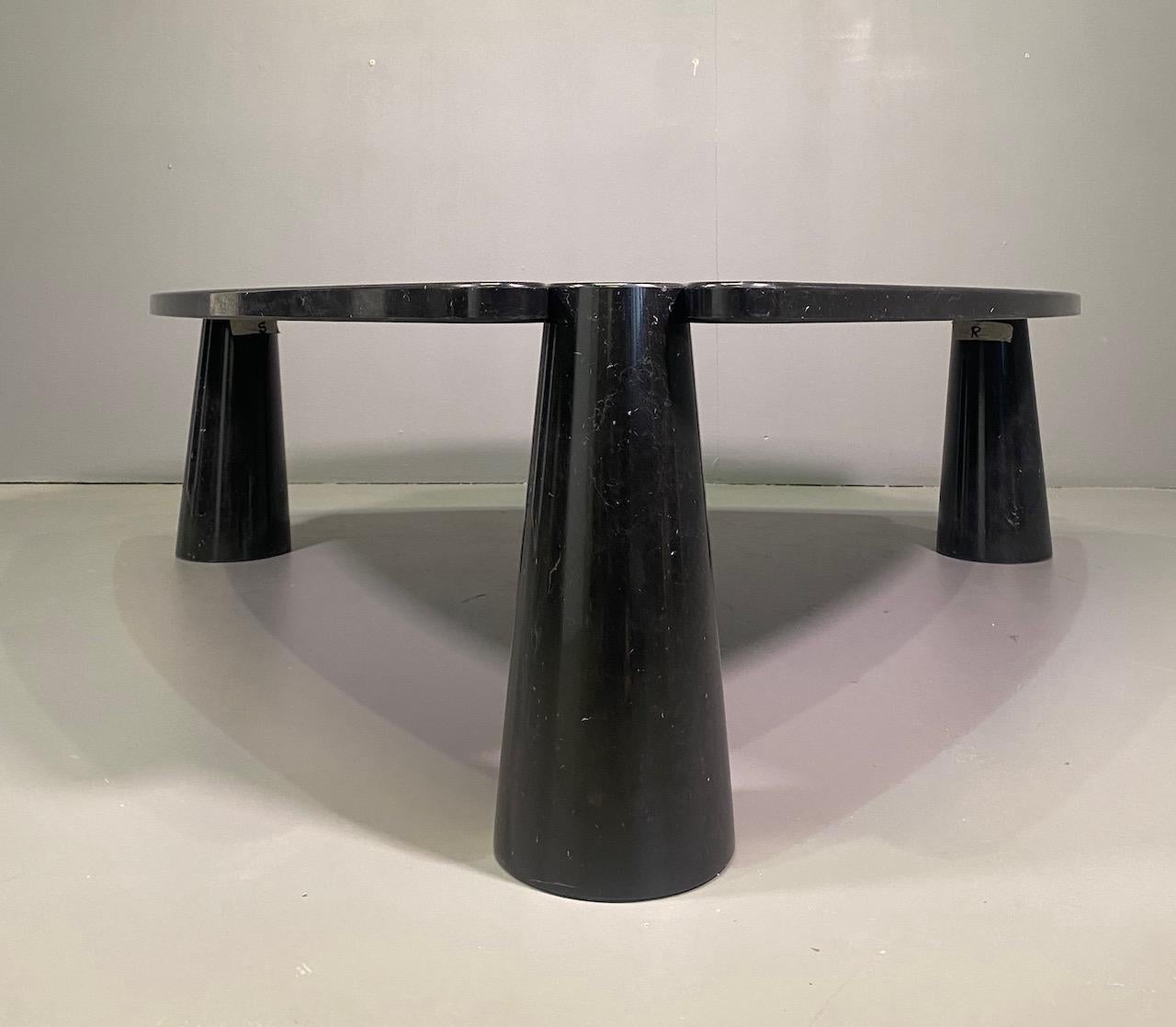 Angelo Mangiarotti coffee table Eros black marquina marble, Italy, circa 1975. The table is in wonderful condition with hardly any wear. No chips or cracks or major blemishes. Whit original label.
          