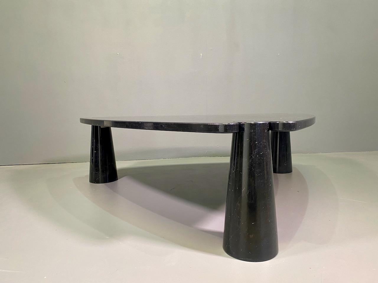 Mid-Century Modern Rare Big Angelo Mangiarotti Coffee Table Eros Black Marquina Marble
