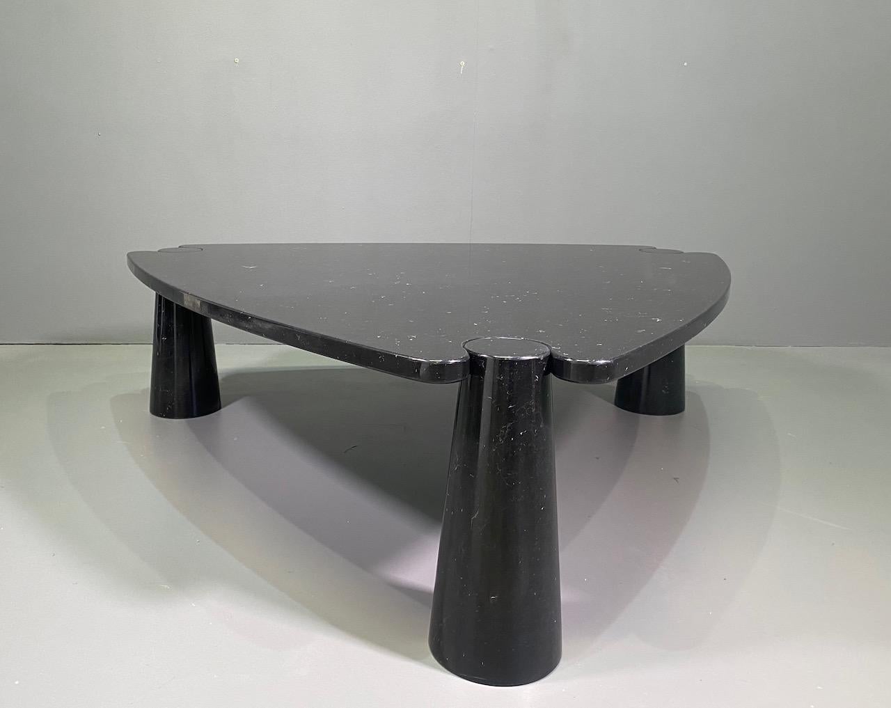 20th Century Rare Big Angelo Mangiarotti Coffee Table Eros Black Marquina Marble