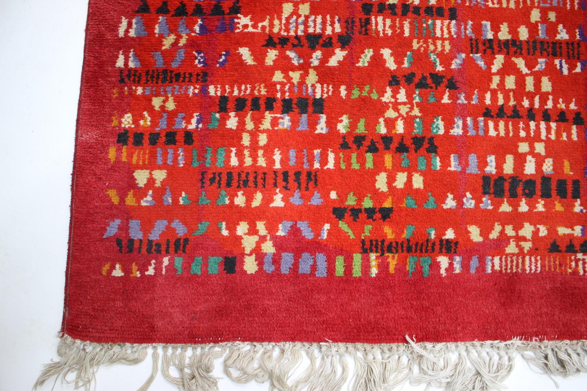 Czech Rare Big Beautiful Abstract Design Wool Hand-Made Carpet / Rug, 1950s For Sale