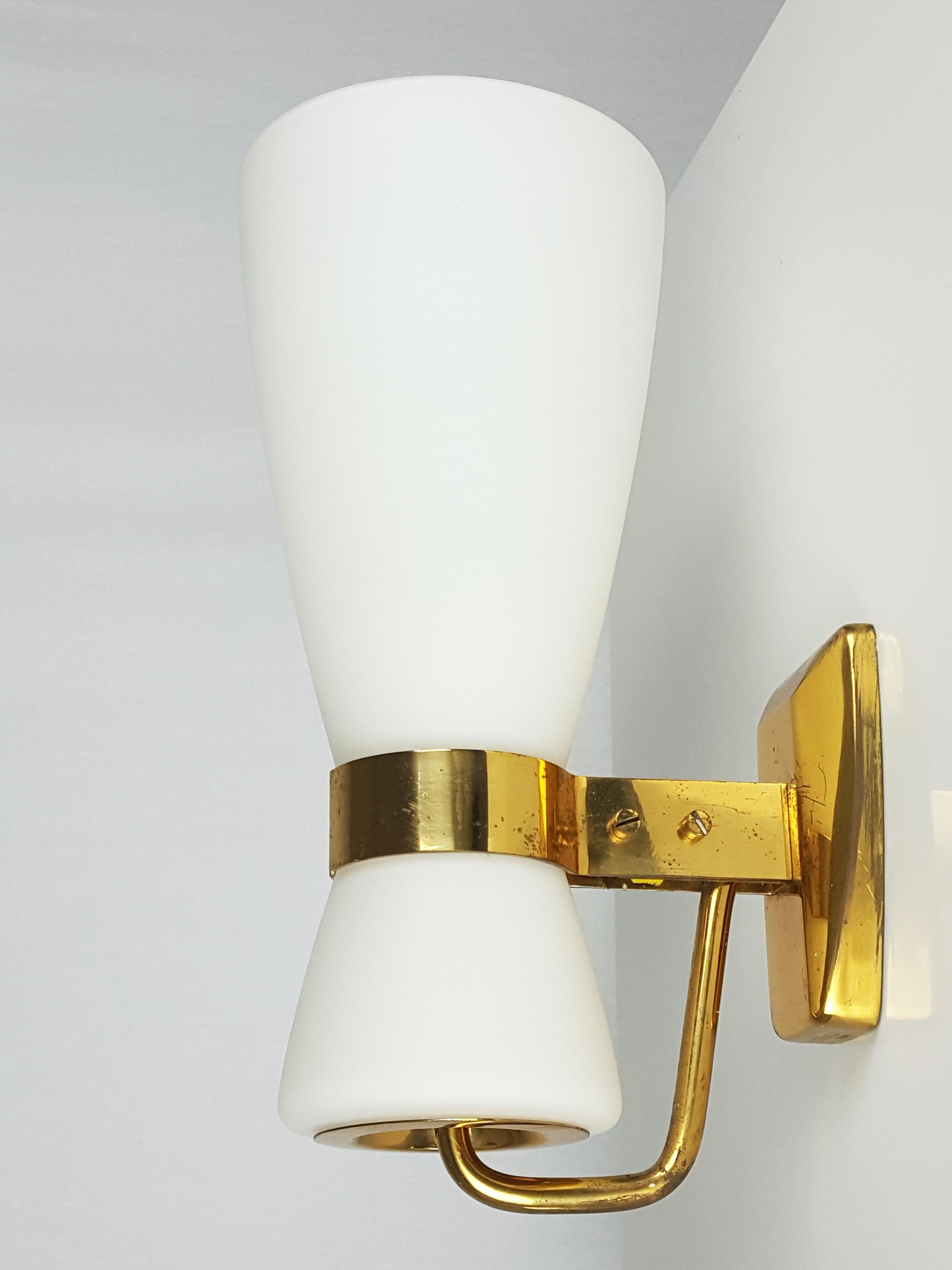 Mid-Century Modern Rare Big Brass and Glass Yellow Label 