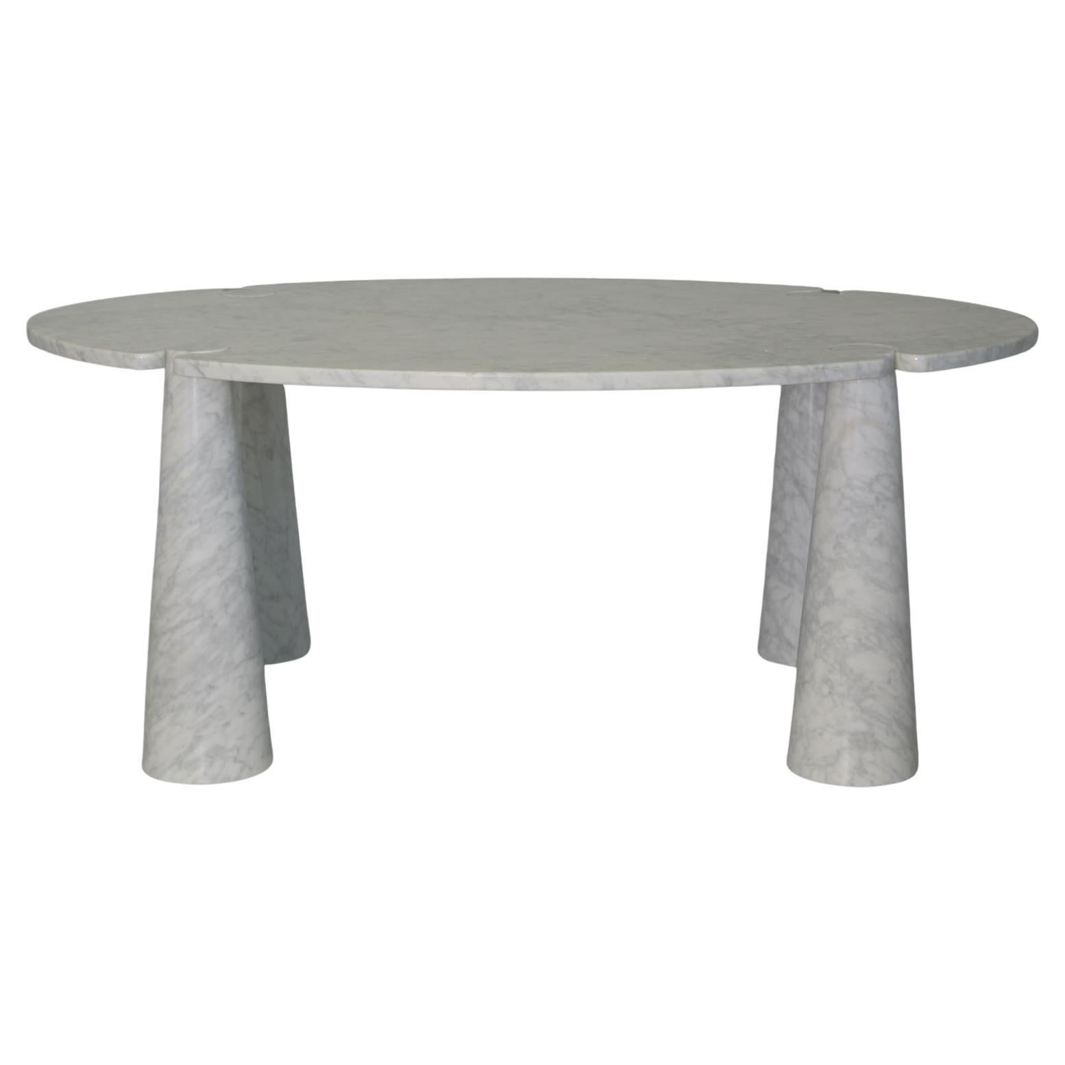 Rare Big Dining Table by Angelo Mangiarotti for Skipper in Carrara Marble For Sale