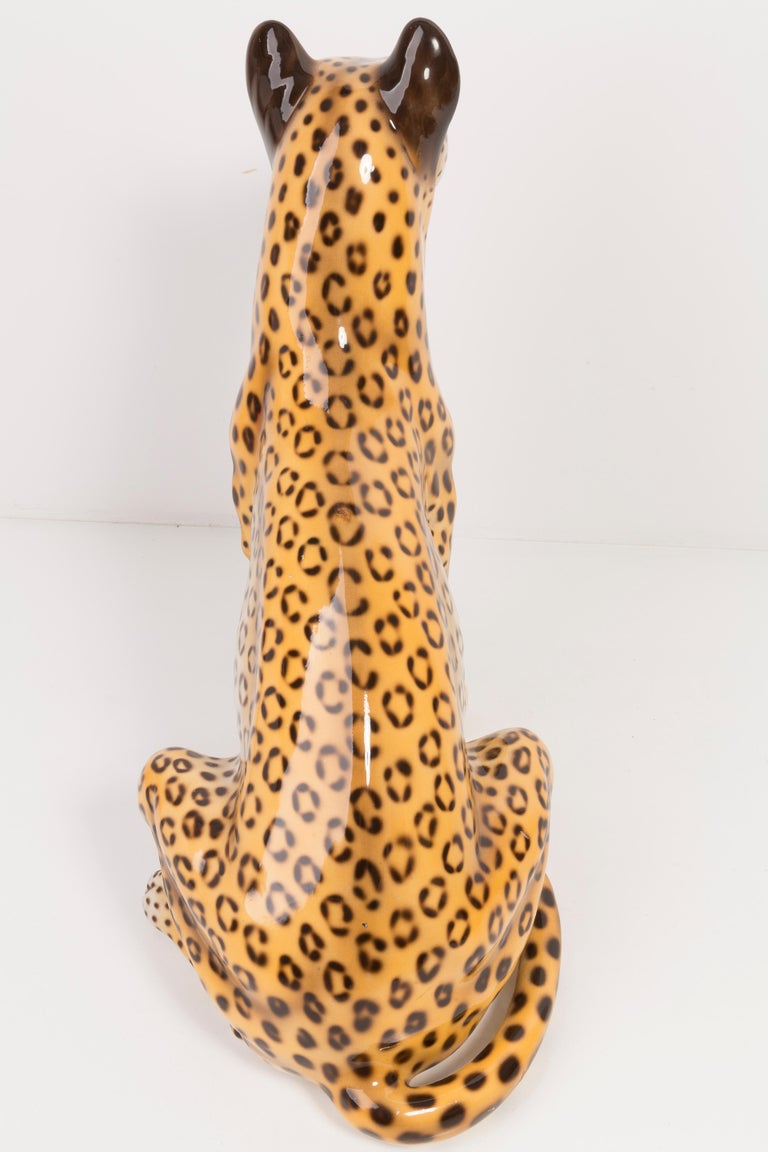 Rare Big Leopard Hand Painted Ceramic Sculpture, Italy, 1960s For Sale 6