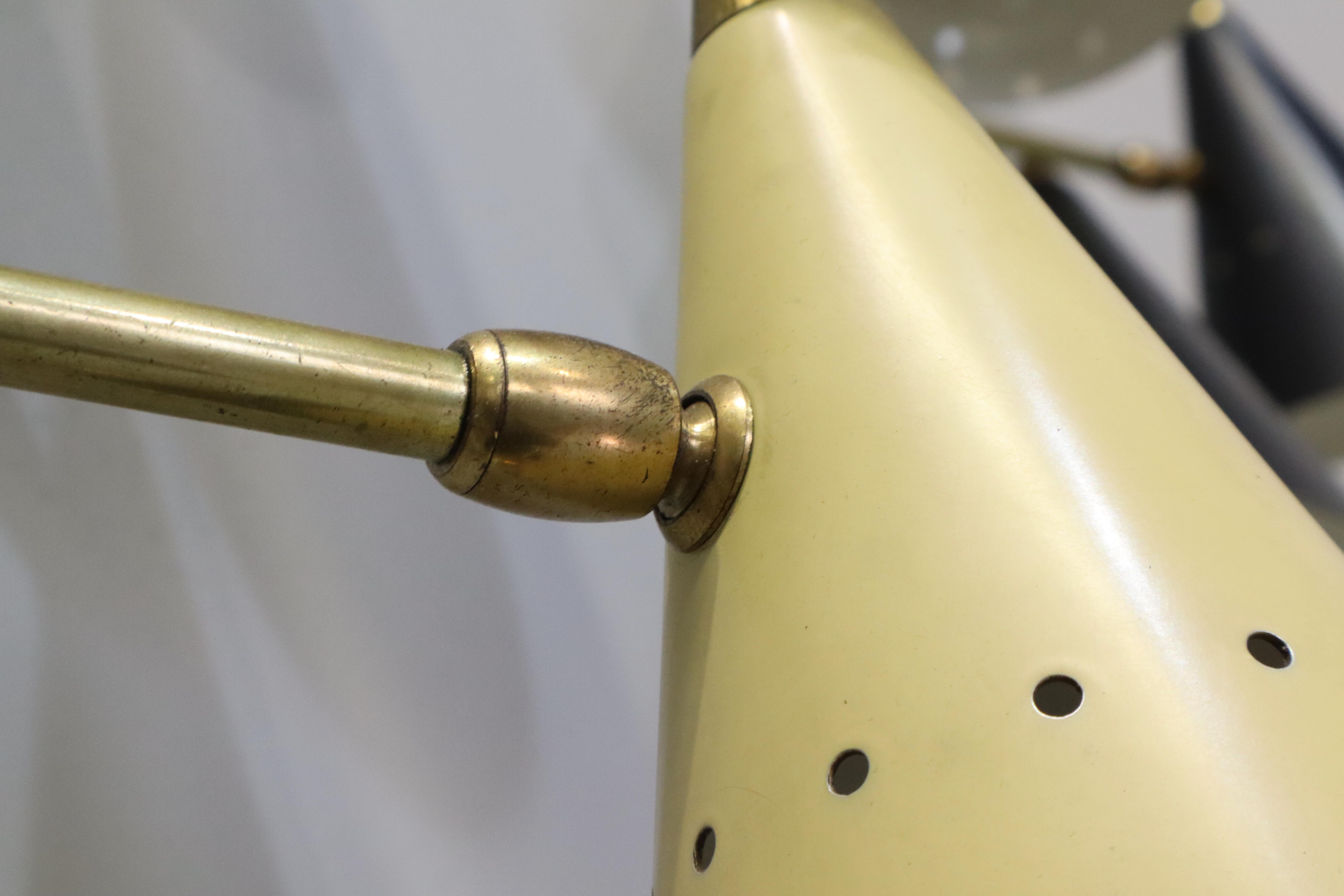 Rare Big Stilnovo Signed Brass Adjustable Wall Lamp, 1950s For Sale 4