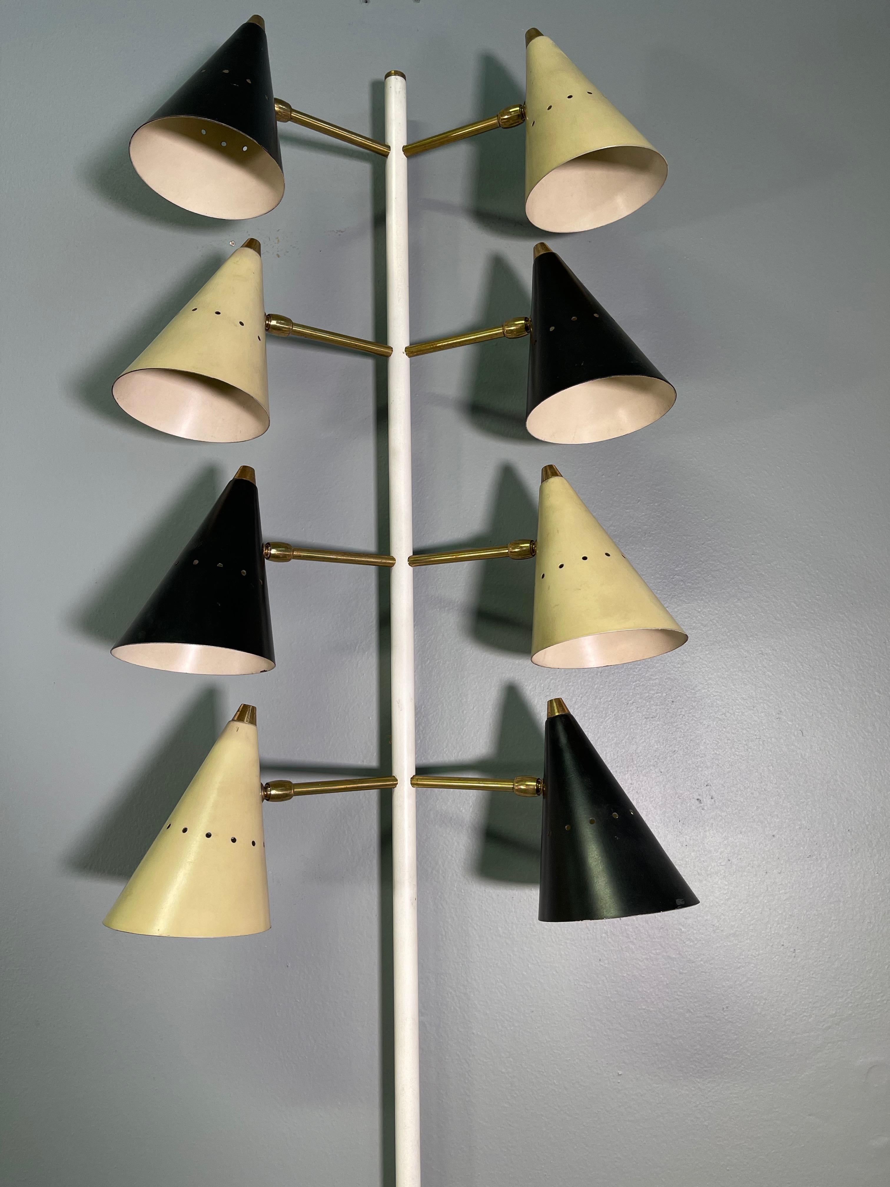 Italian Rare Big Stilnovo Signed Brass Adjustable Wall Lamp, 1950s
