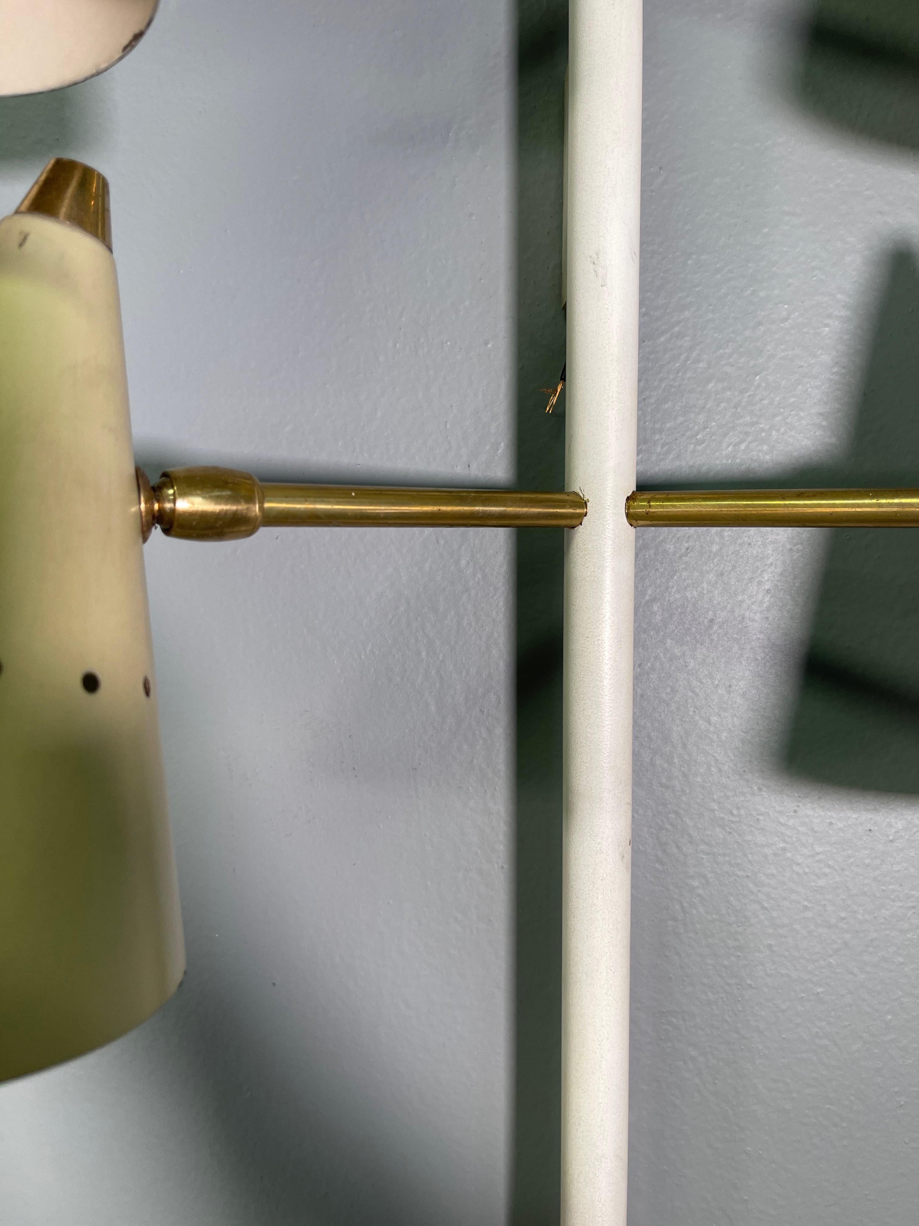 Rare Big Stilnovo Signed Brass Adjustable Wall Lamp, 1950s In Good Condition In Rovereta, SM