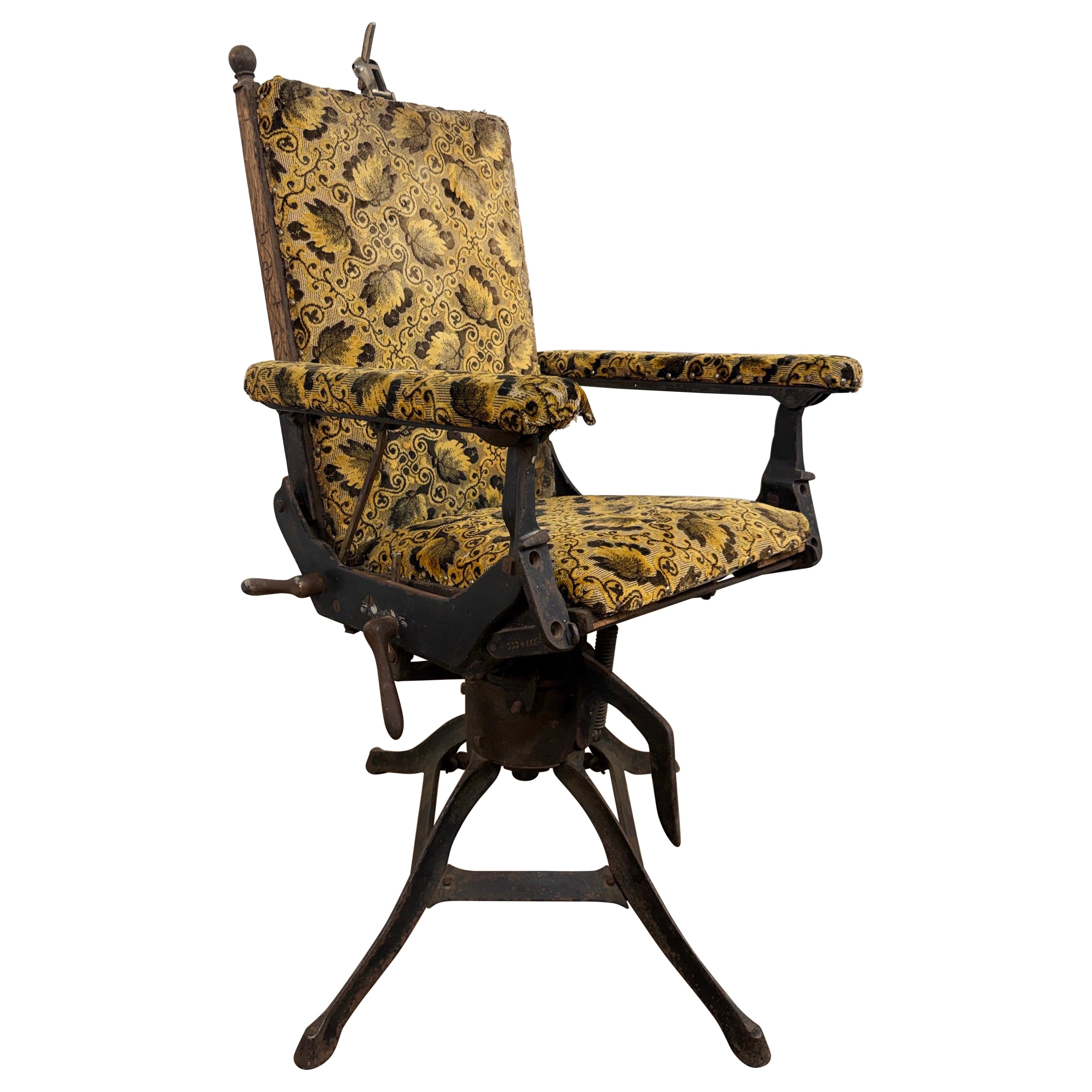Rare fauteuil mécanique de barbier / médical Bigelow St. Louis, Circa 1890-1905