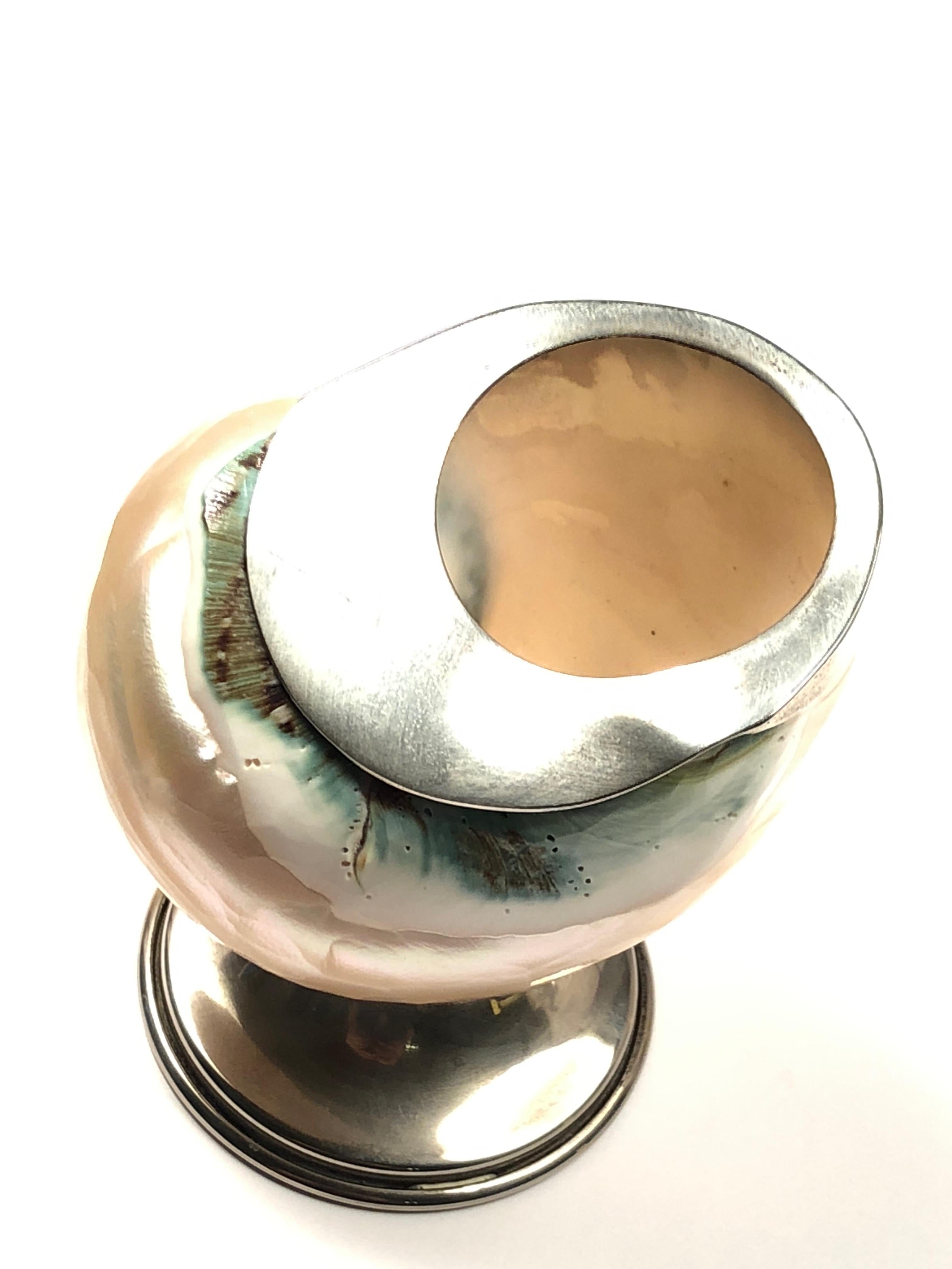 Metalwork Rare Binazzi Shell Trinket Bowl Sculpture, 1970s, Italy For Sale