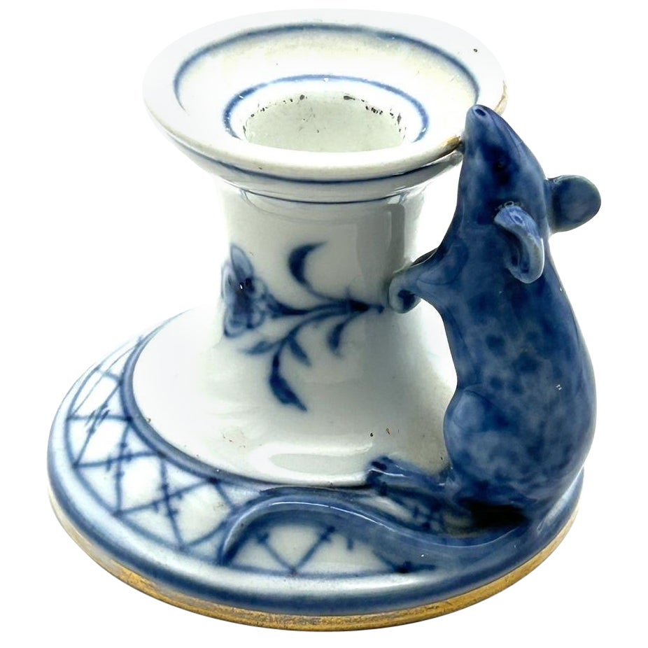 Rare Bing
Grøndahl Mouse Candleholder, c.1853–1895 – Blue Fluted Porcelain