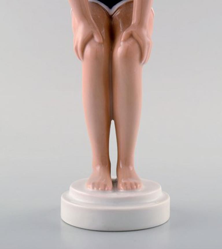 Rare Bing & Grondahl / B&G Art Deco Figure in Porcelain, Swimming Girl 2