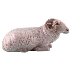 Rare Bing and Grondahl Porcelain Figurine, Lying Ram, 1920