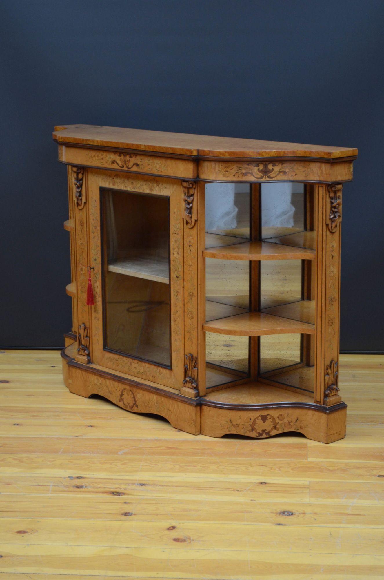 British Rare Bird's Eye Maple Victorian Credenza For Sale