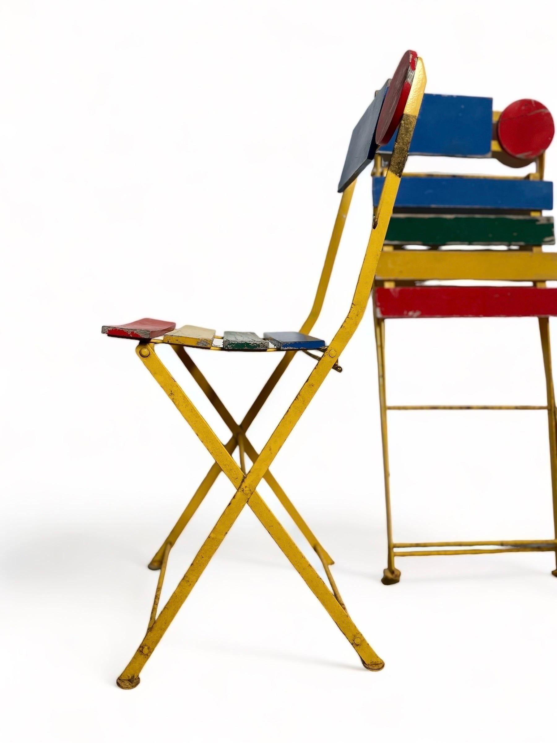 Post-Modern Rare Bistro Chairs by Denis Balland For Fermob France For Sale