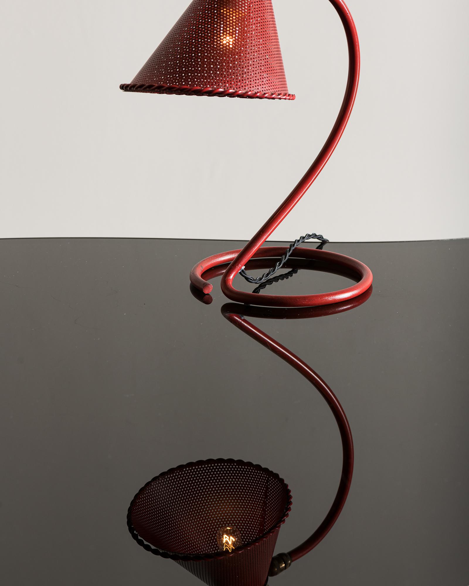 Metal Rare Bistro Table Lamp by Mathieu Matégot, France, 1950s For Sale