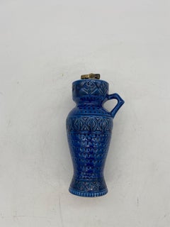Rare Bitossi Rimini Blue Ceramic Vase Table Lighter by Aldo Londi