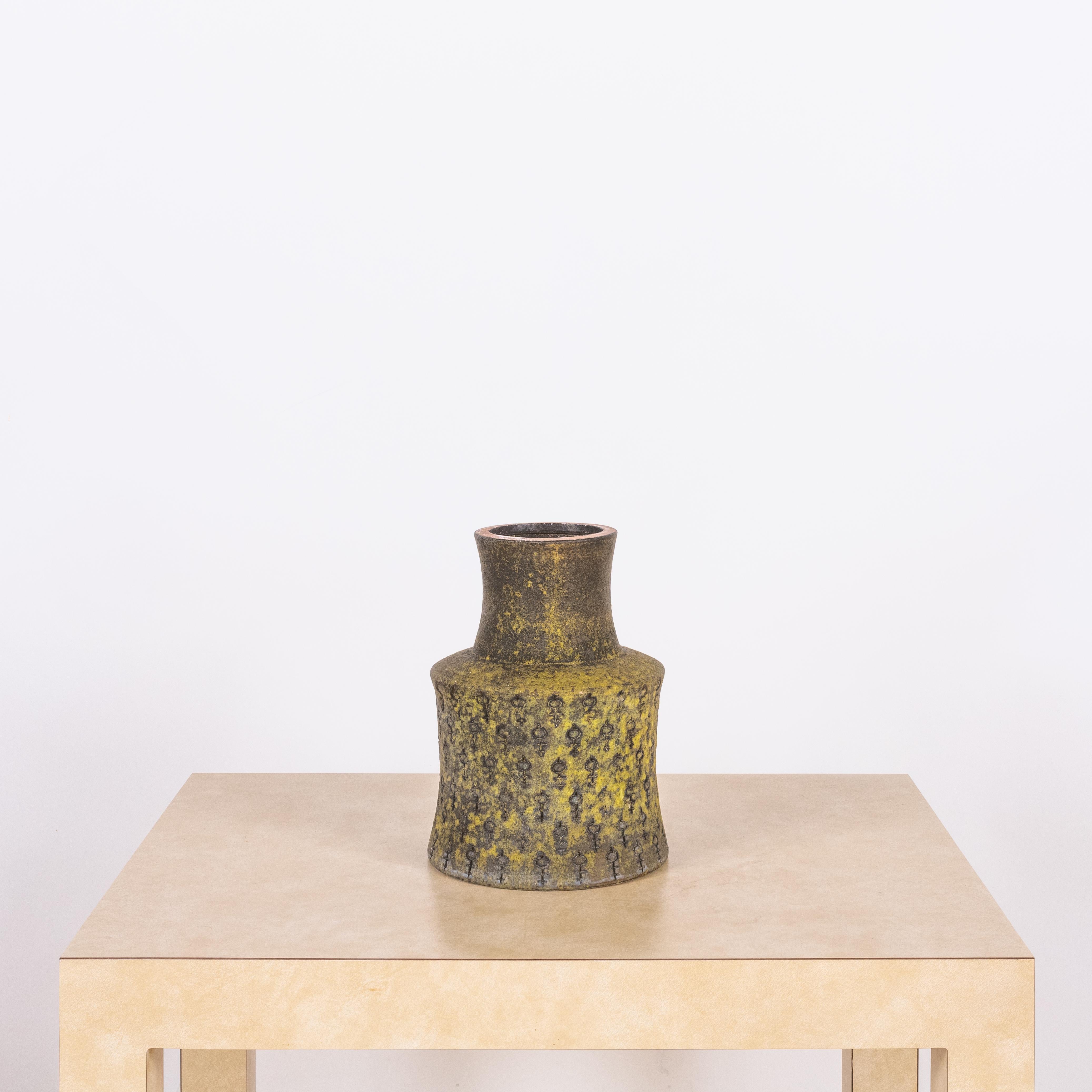 Seltene Bitossi-Vase mit passender Schale aus Teakholz im Zustand „Hervorragend“ im Angebot in Los Angeles, CA