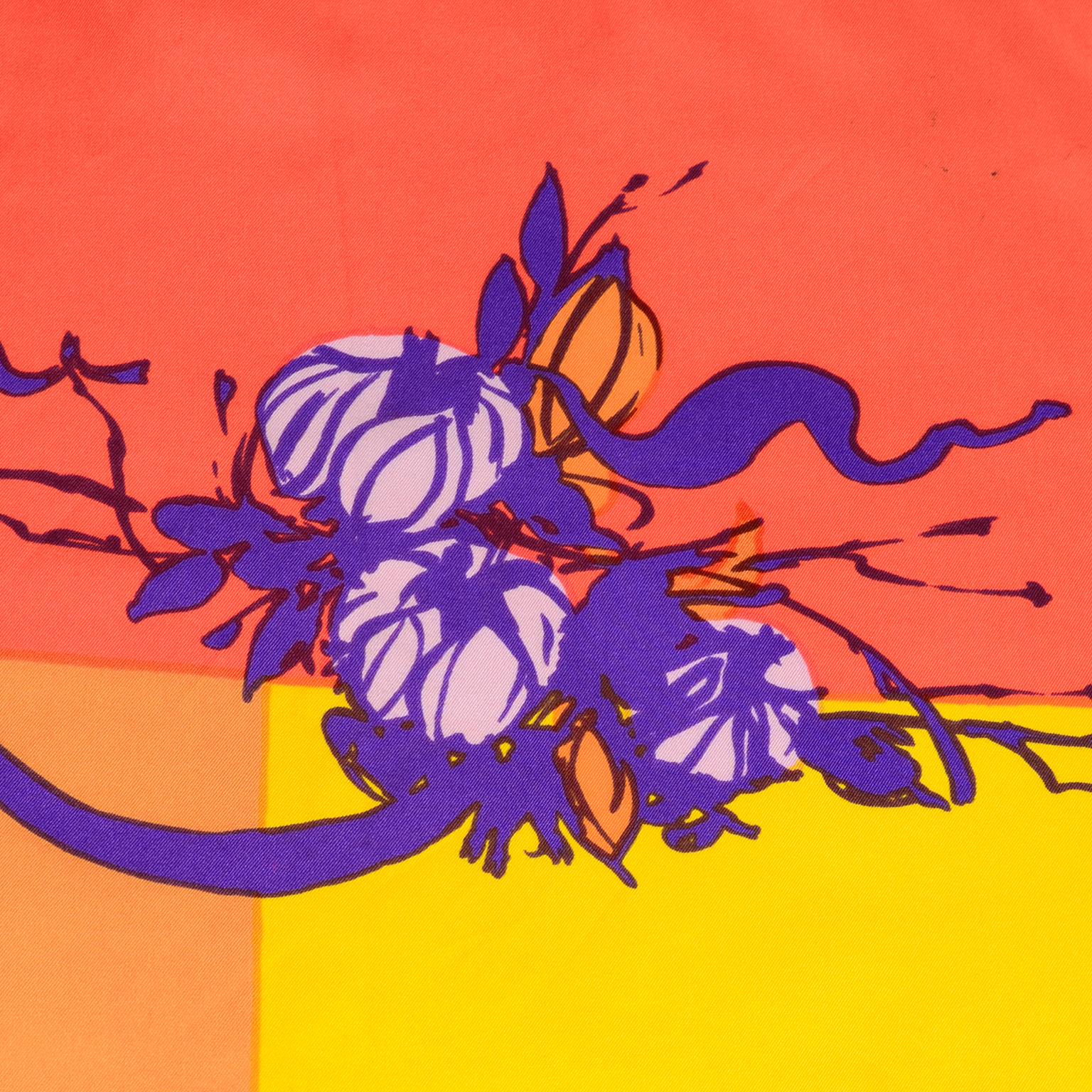 Orange Rare Bjorn Wiinblad Artisan Vintage Silk Scarf Neiman Marcus Library of Fashion