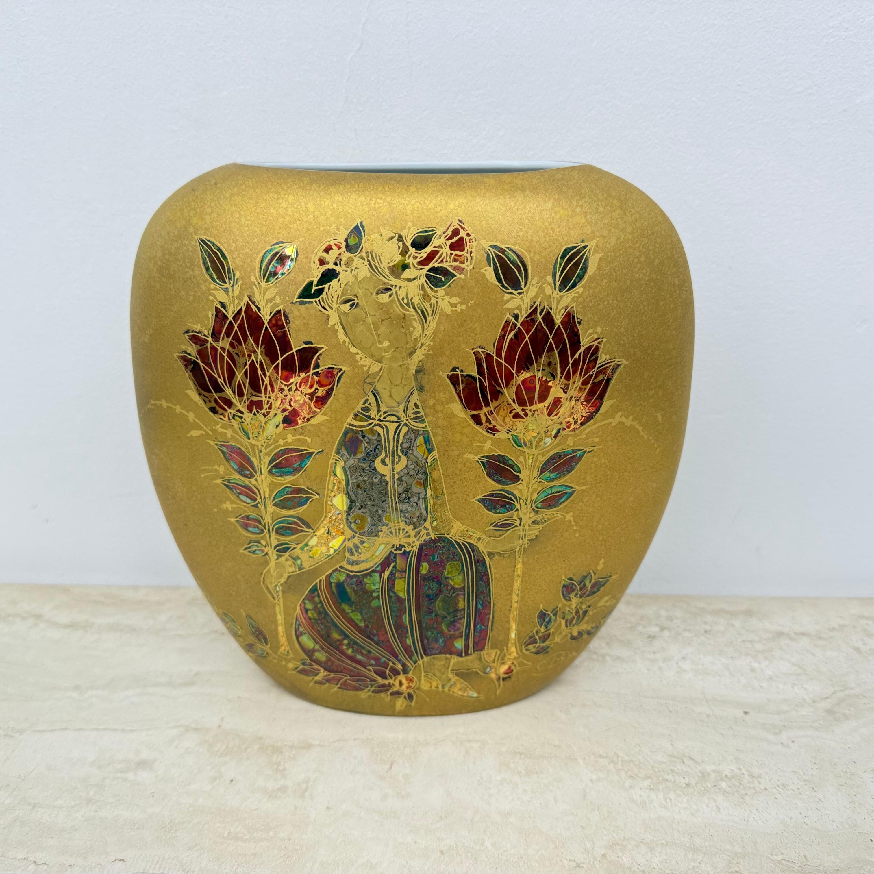 Rare vase Bjørn Wiinblad pour Rosenthal, décor doré, années 1970 en vente 3