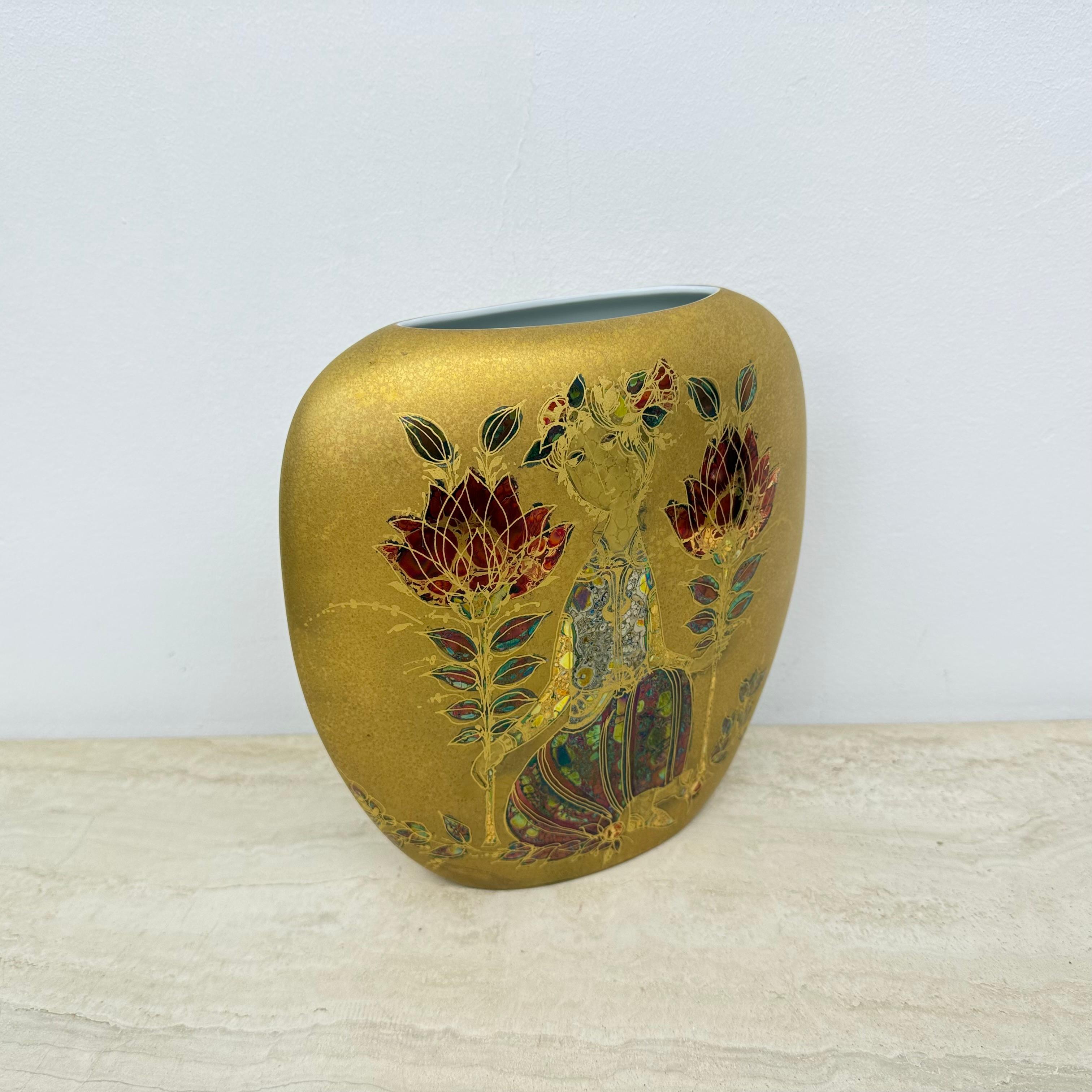 Rare vase Bjørn Wiinblad pour Rosenthal, décor doré, années 1970 en vente 4
